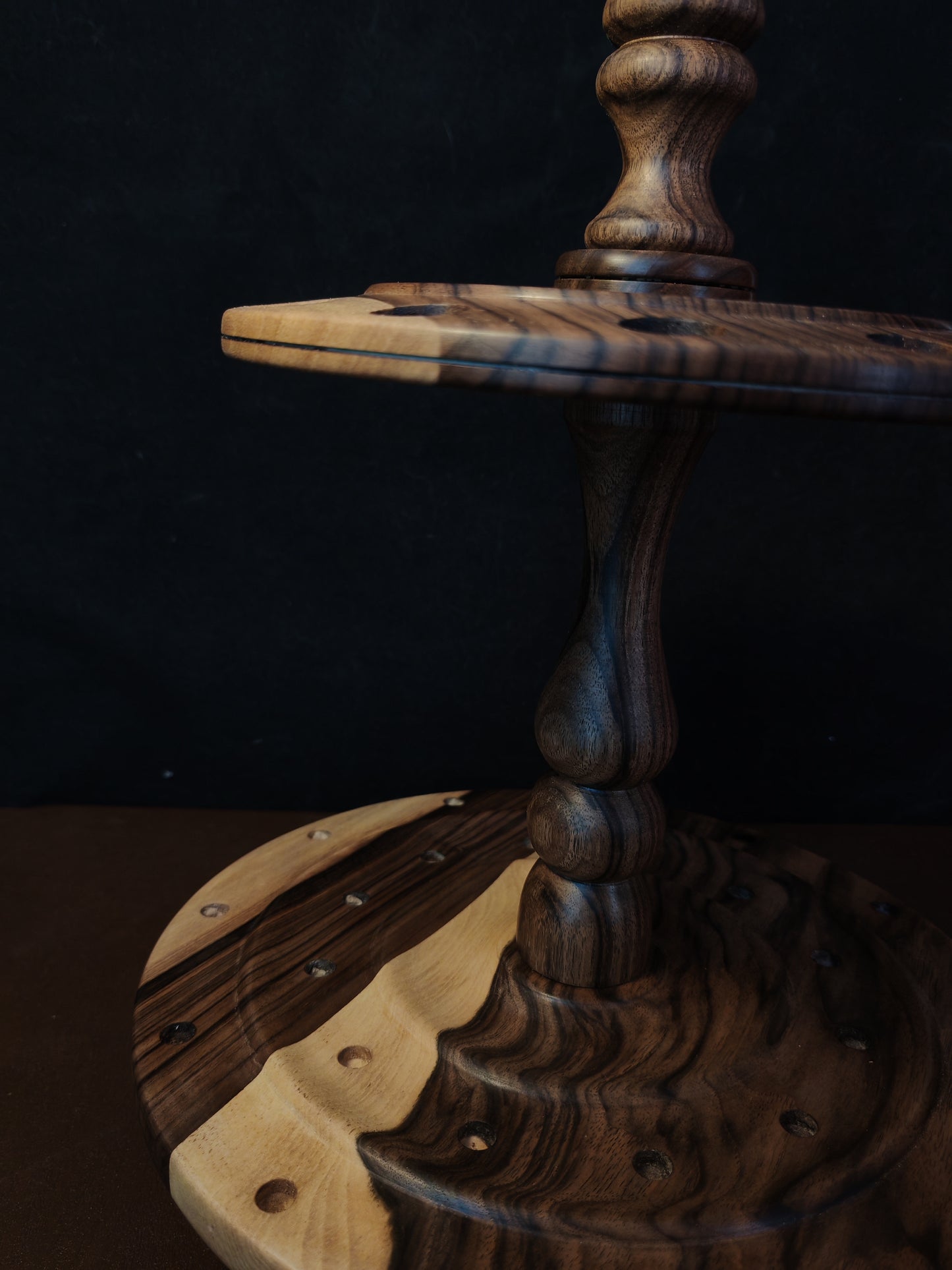 Rotating Spindle Stand 24 Spindles Walnut Wood 17cm 6.69in Support Drop Spindles