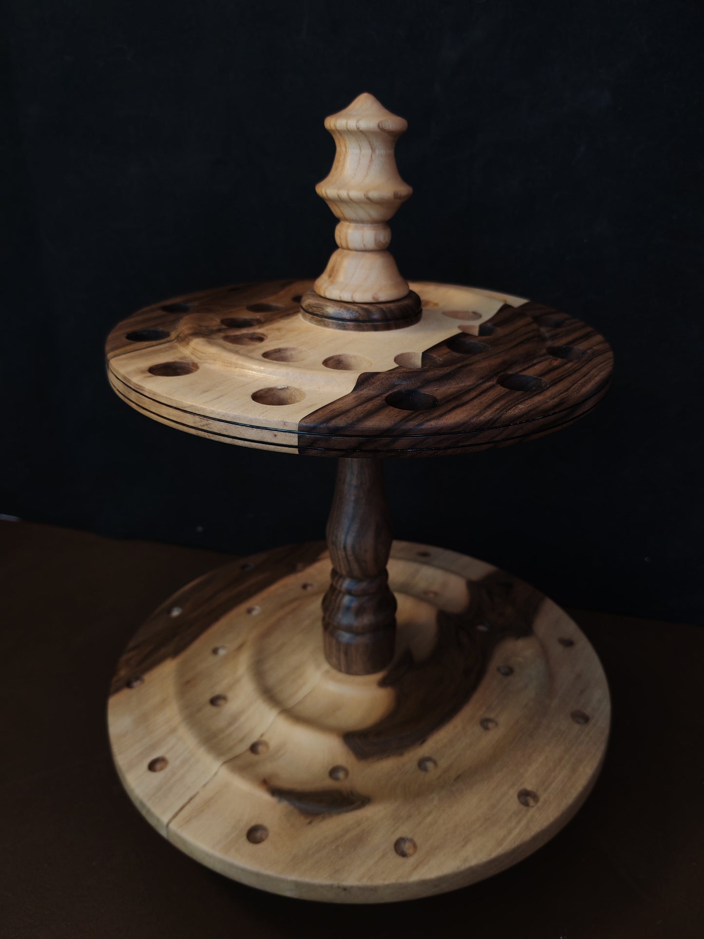 Walnut Spindle Carousel 24 Spindles Grey Dark Walnut 17cm 6.69in