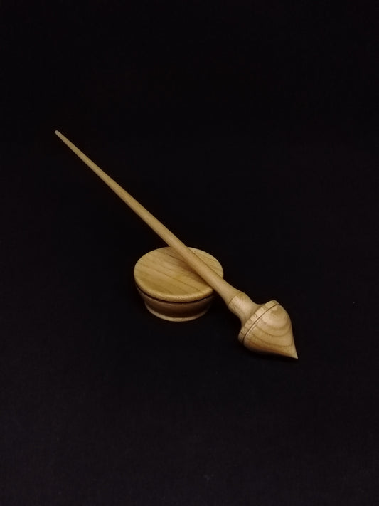 Support Spindle Set: Beechwood Shaft and Oak Whorl (9.65 inches / 24.5 cm Length, 0.56 ounces / 16 grams) with Oak Support Bowl