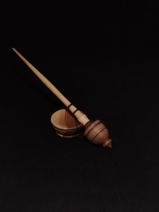 Support Spindle Set: Apple and Walnut Support Spindle (25 cm / 9.84 inches, 30 grams / 1.06 ounces) with Walnut Support Bowl