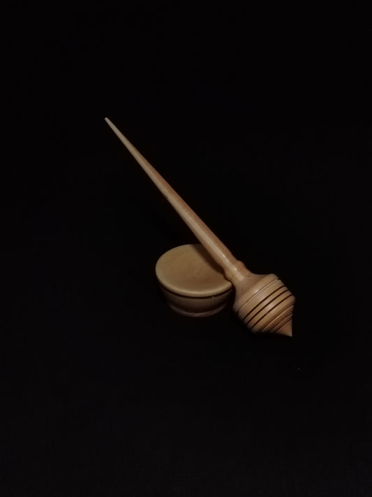 Support Spindle Set: Myrobalan Plum and Apple Support Spindle (20.5 cm / 8.07 inches, 34 grams / 1.2 ounces) with Grey Walnut Support Bowl