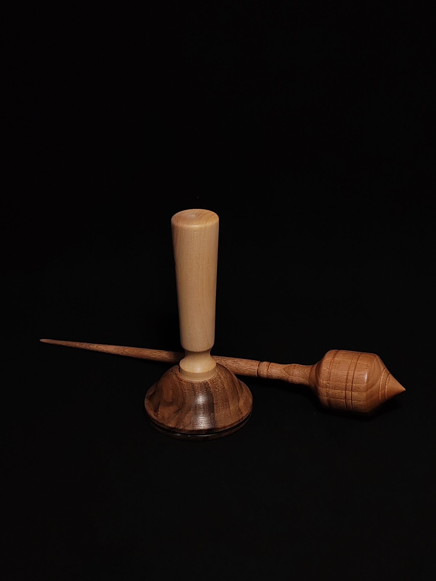 Support Spindle Set: Grey Walnut (25 cm / 9.84 inches, 33 grams / 1.16 ounces) with Walnut Lap Support Bowl (6.5 cm / 2.56 inches)