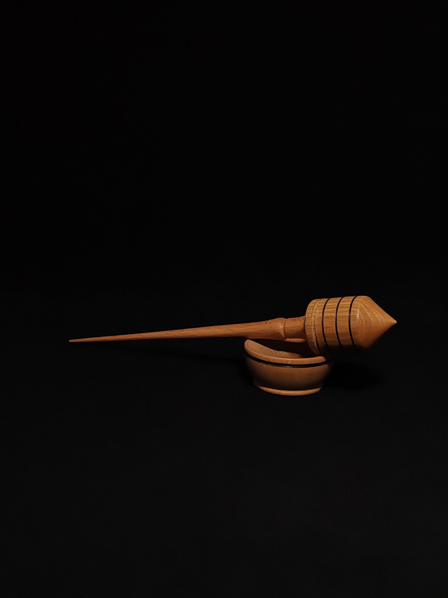 Support Spindle Set: Oak Whorl and Beech Shaft (26 cm / 10.24 inches, 35 grams / 1.23 ounces) with Beechwood Support Bowl