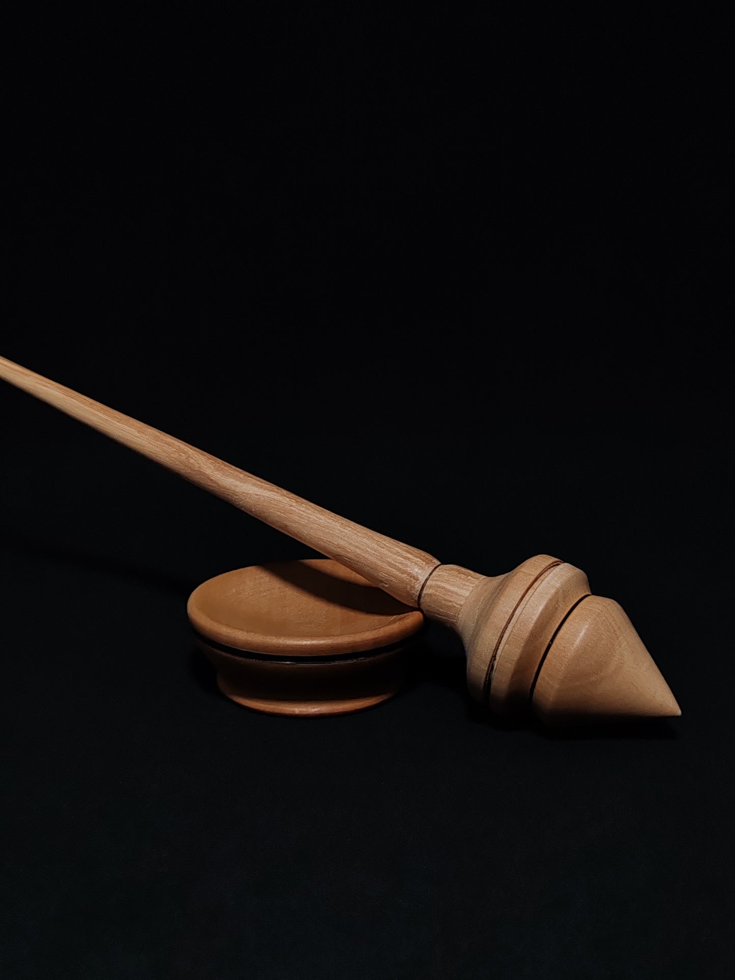 Support Spindle Set: Oak and Pear (24.5 cm / 9.65 inches, 27 g / 0.95 oz) with Spinning Support Bowl