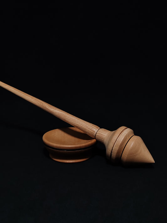 Support Spindle Set: Oak and Pear (24.5 cm / 9.65 inches, 27 g / 0.95 oz) with Spinning Support Bowl