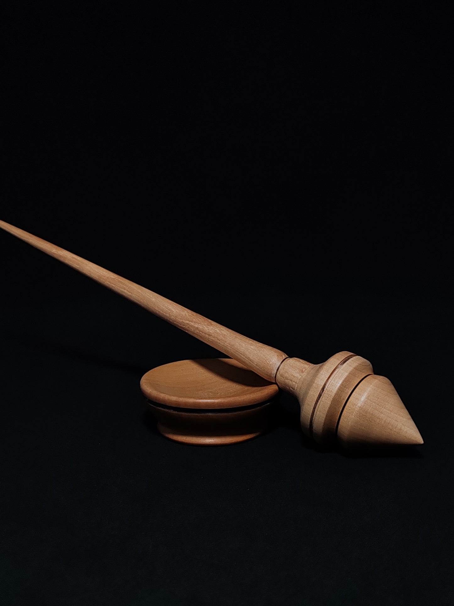 Support Spindle Set: Oak and Pear (24.5 cm / 9.65 inches, 27 g / 0.95 oz) with Spinning Support Bowl