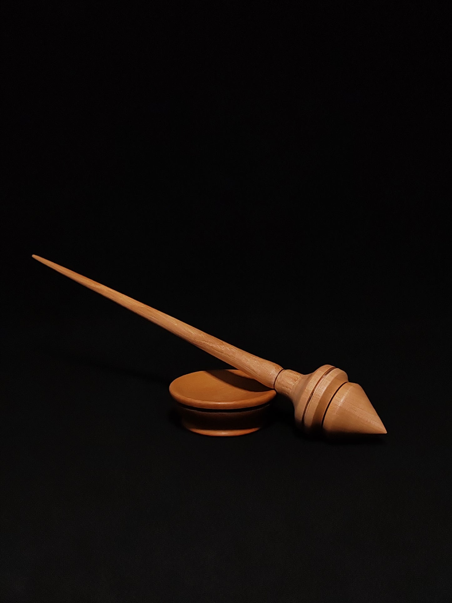 Support Spindle Set: Oak and Pear (24.5 cm / 9.65 inches, 27 g / 0.95 oz) with Spinning Support Bowl