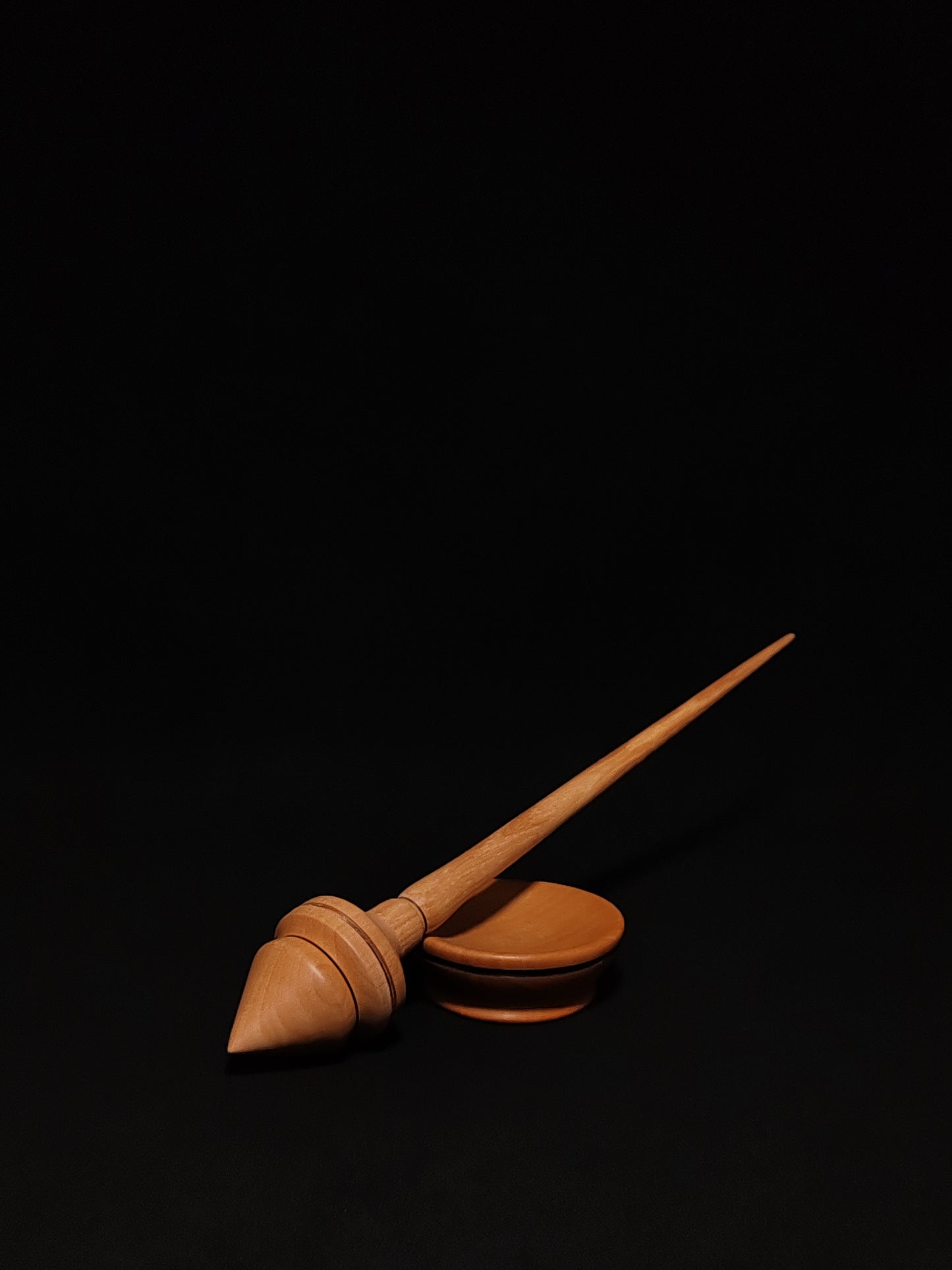 Support Spindle Set: Oak and Pear (24.5 cm / 9.65 inches, 27 g / 0.95 oz) with Spinning Support Bowl