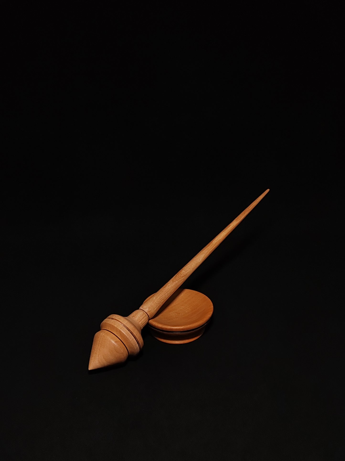 Support Spindle Set: Oak and Pear (24.5 cm / 9.65 inches, 27 g / 0.95 oz) with Spinning Support Bowl