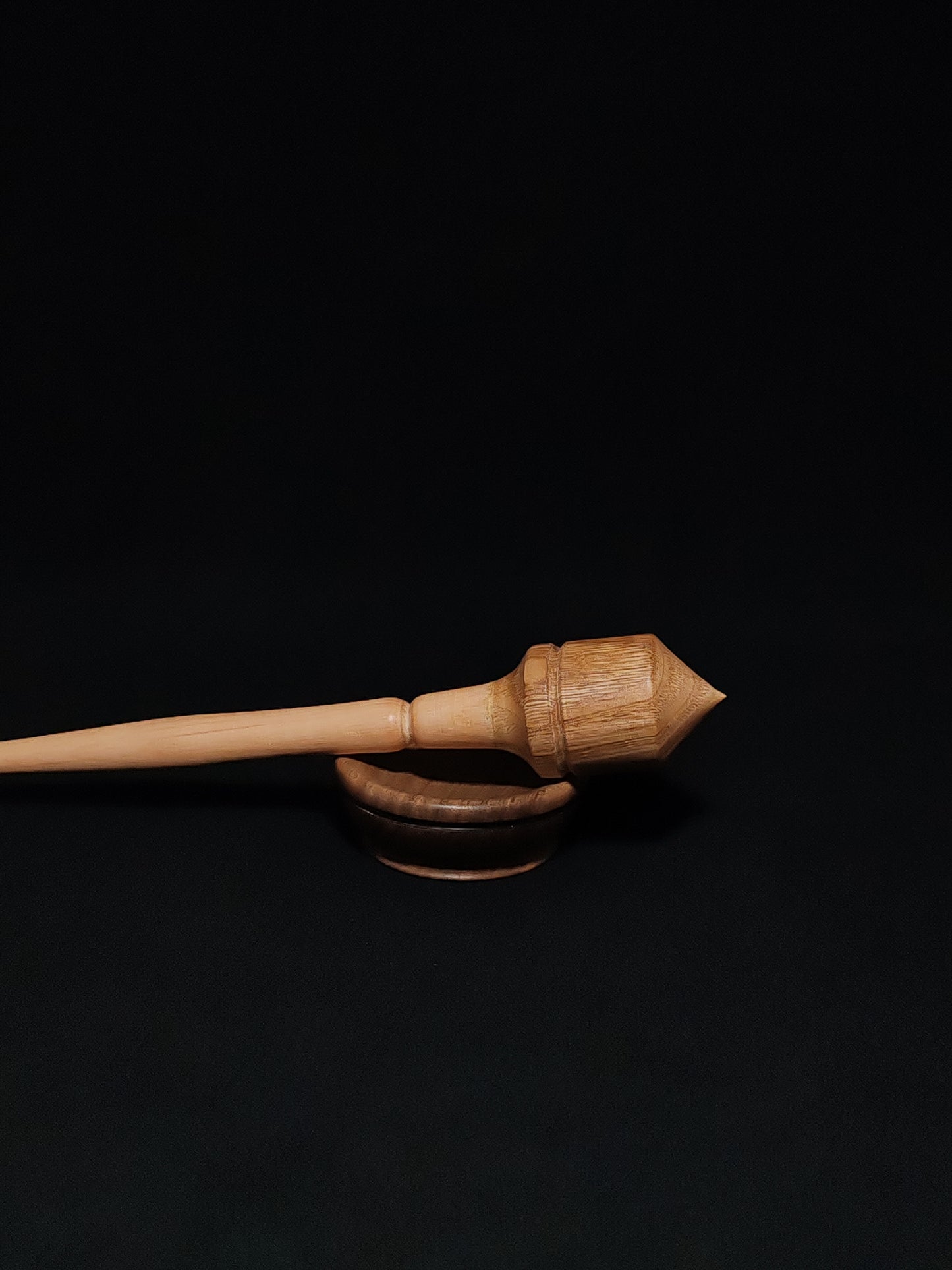 Support Spindle Set: Beech Shaft & Chestnut Whorl (24 cm / 9.45 inches, 19 g / 0.67 oz) with Walnut Support Bowl