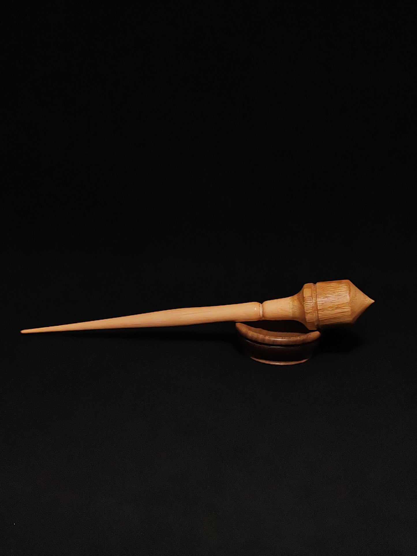 Support Spindle Set: Beech Shaft & Chestnut Whorl (24 cm / 9.45 inches, 19 g / 0.67 oz) with Walnut Support Bowl