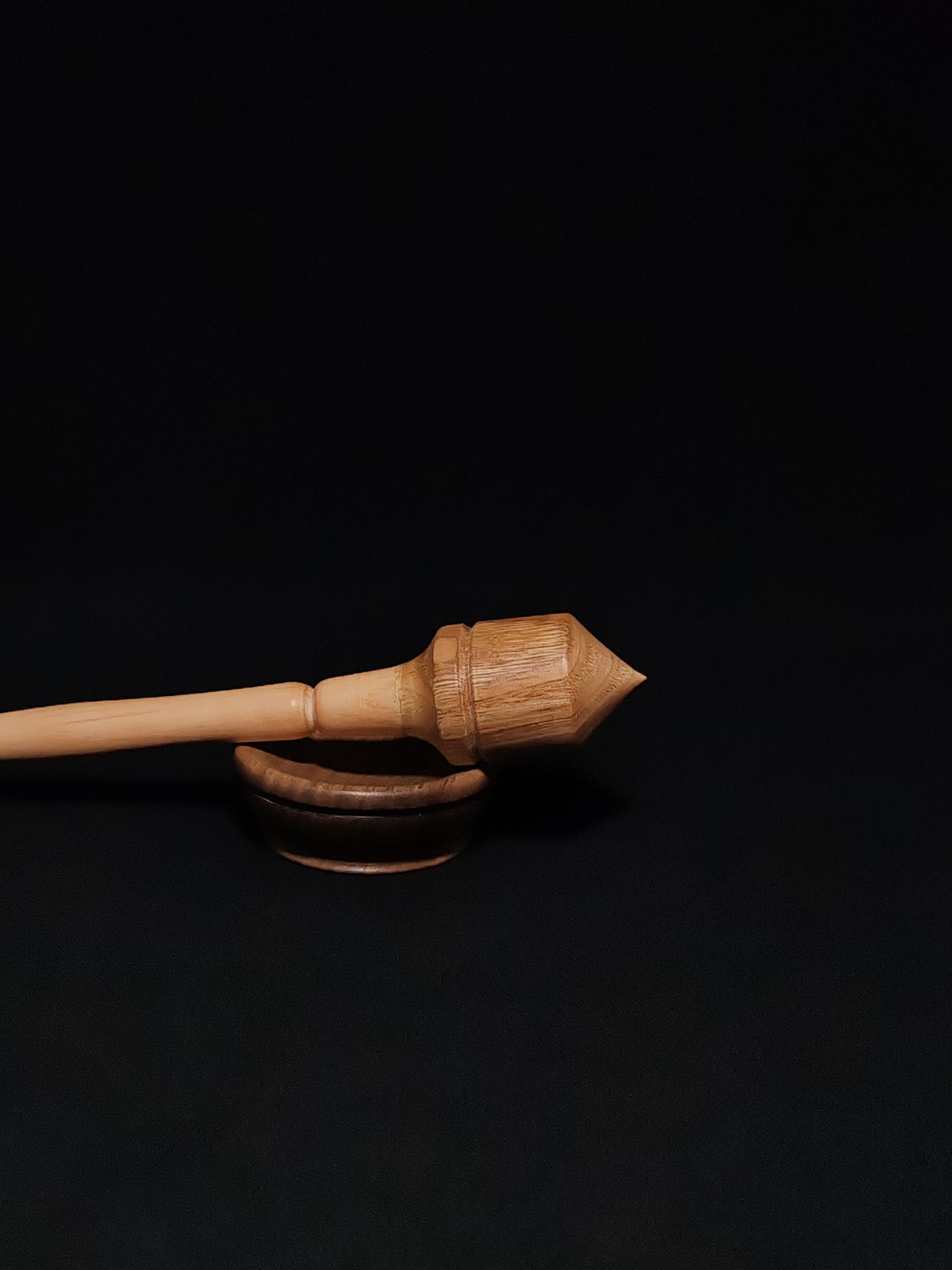 Support Spindle Set: Beech Shaft & Chestnut Whorl (24 cm / 9.45 inches, 19 g / 0.67 oz) with Walnut Support Bowl