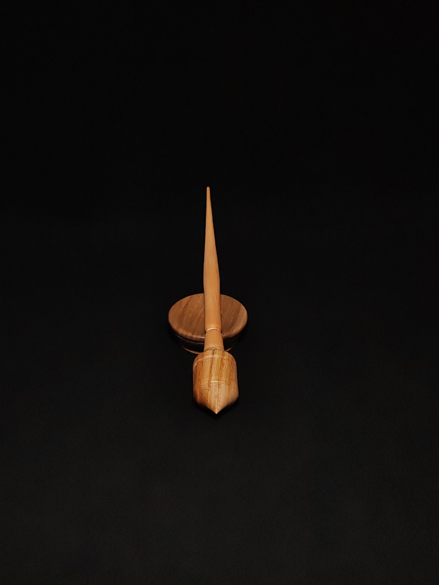 Support Spindle Set: Beech Shaft & Chestnut Whorl (24 cm / 9.45 inches, 19 g / 0.67 oz) with Walnut Support Bowl