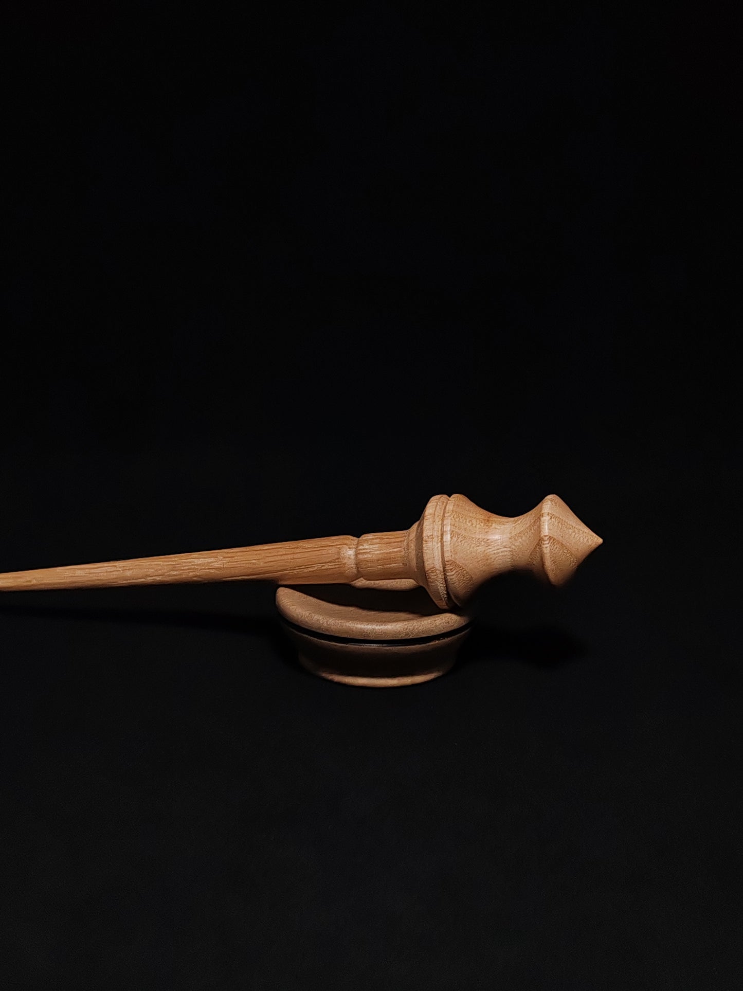 Support Spindle Set: Chestnut Shaft & Oak Whorl (24.5 cm / 9.65 inches, 18 g / 0.63 oz) with Grey Walnut Support Bowl