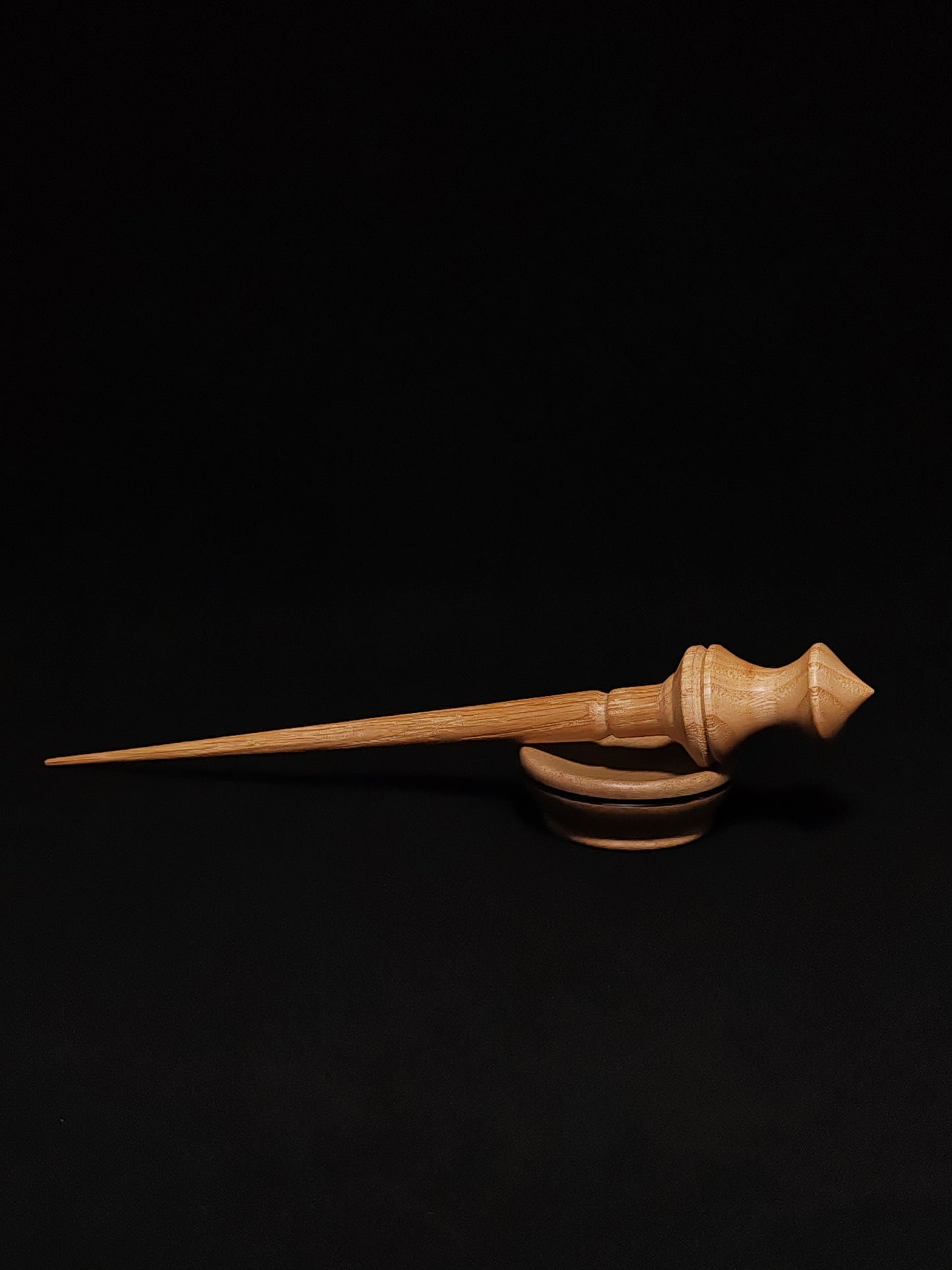 Support Spindle Set: Chestnut Shaft & Oak Whorl (24.5 cm / 9.65 inches, 18 g / 0.63 oz) with Grey Walnut Support Bowl