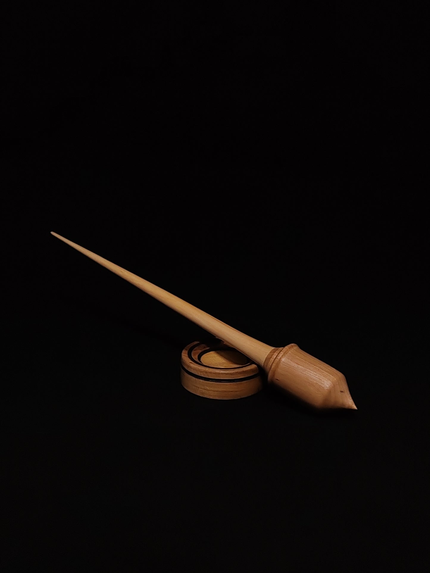 Support Spindle Set: White Pear Shaft & Oak Whorl (26.5 cm / 10.43 inches, 24 g / 0.85 oz) with Walnut Support Bowl