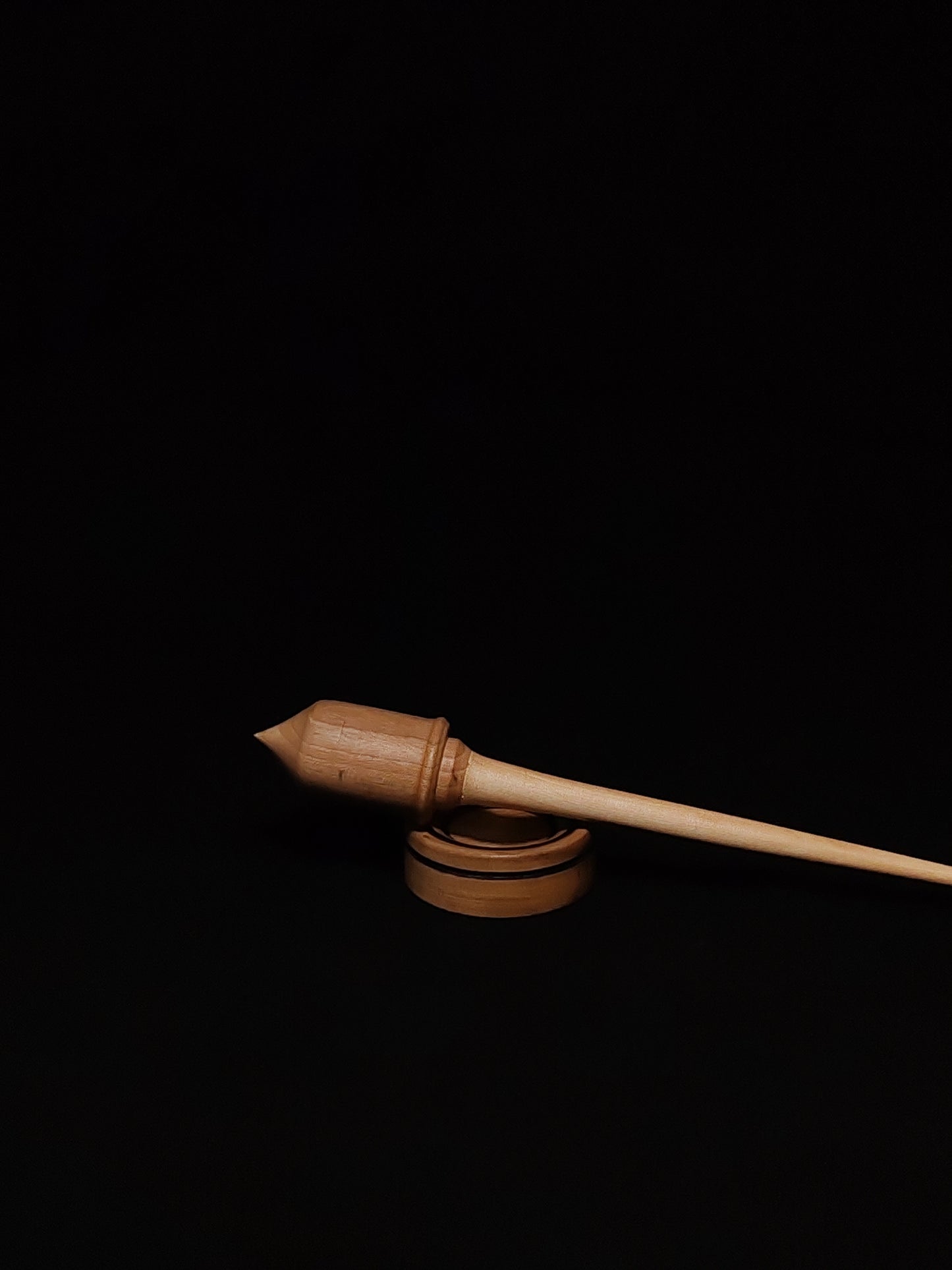 Support Spindle Set: White Pear Shaft & Oak Whorl (26.5 cm / 10.43 inches, 24 g / 0.85 oz) with Walnut Support Bowl