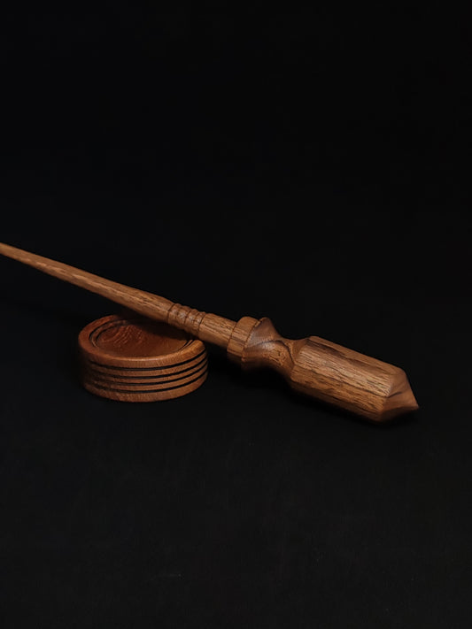 Support Spindle Set: Walnut Wood (26.5 cm / 10.43 inches, 29 g / 1.02 oz) with Walnut Support Bowl