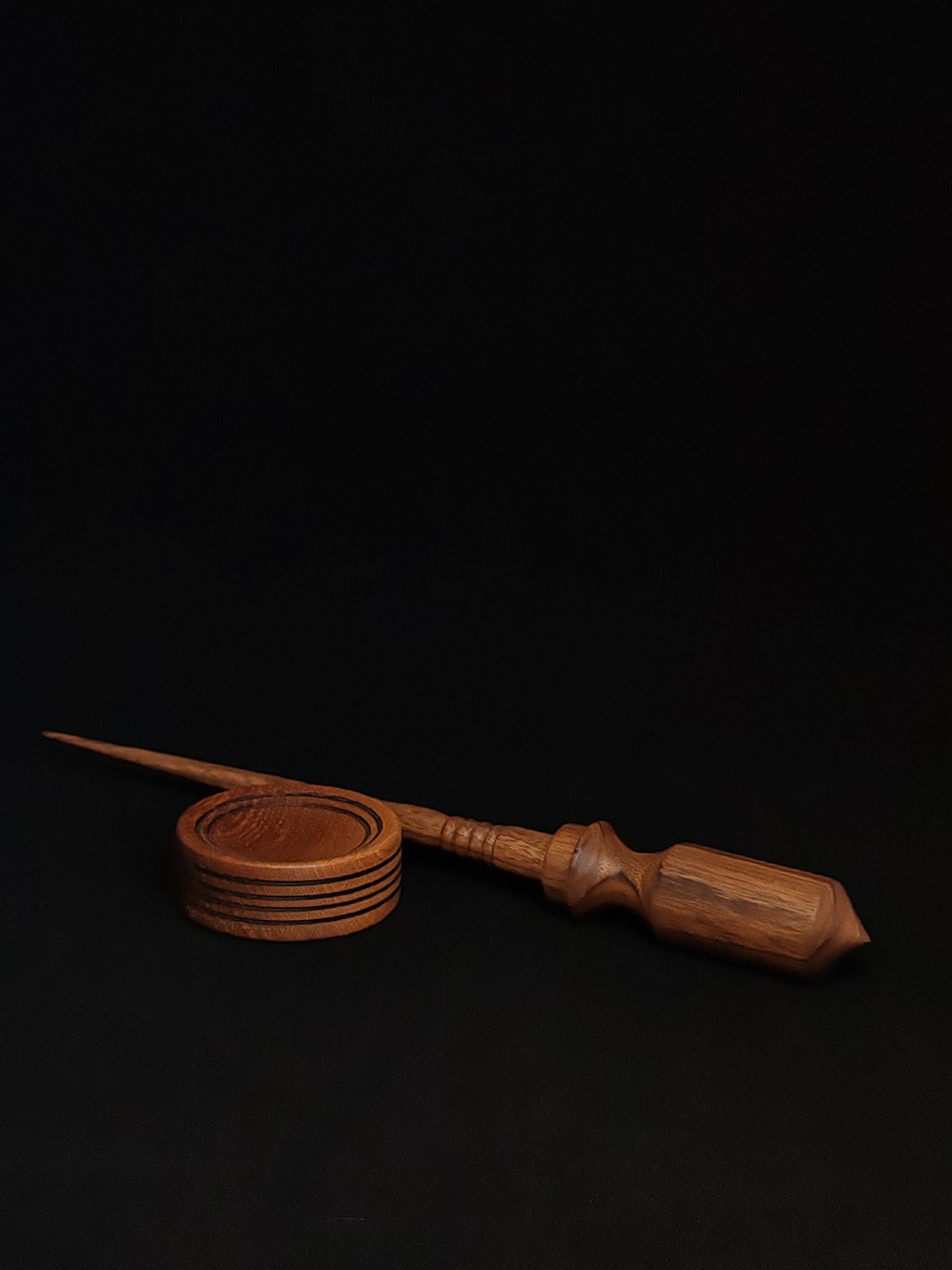 Support Spindle Set: Walnut Wood (26.5 cm / 10.43 inches, 29 g / 1.02 oz) with Walnut Support Bowl