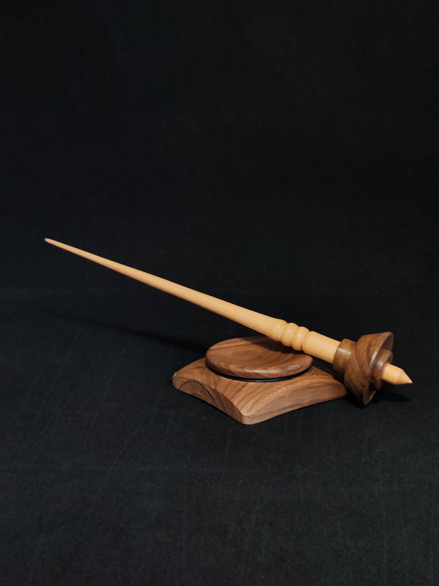 Support Spindle Set: Oak Shaft & Walnut Whorl (25.5 cm / 10.04 inches, 18 g / 0.63 oz) with Walnut Support Bowl