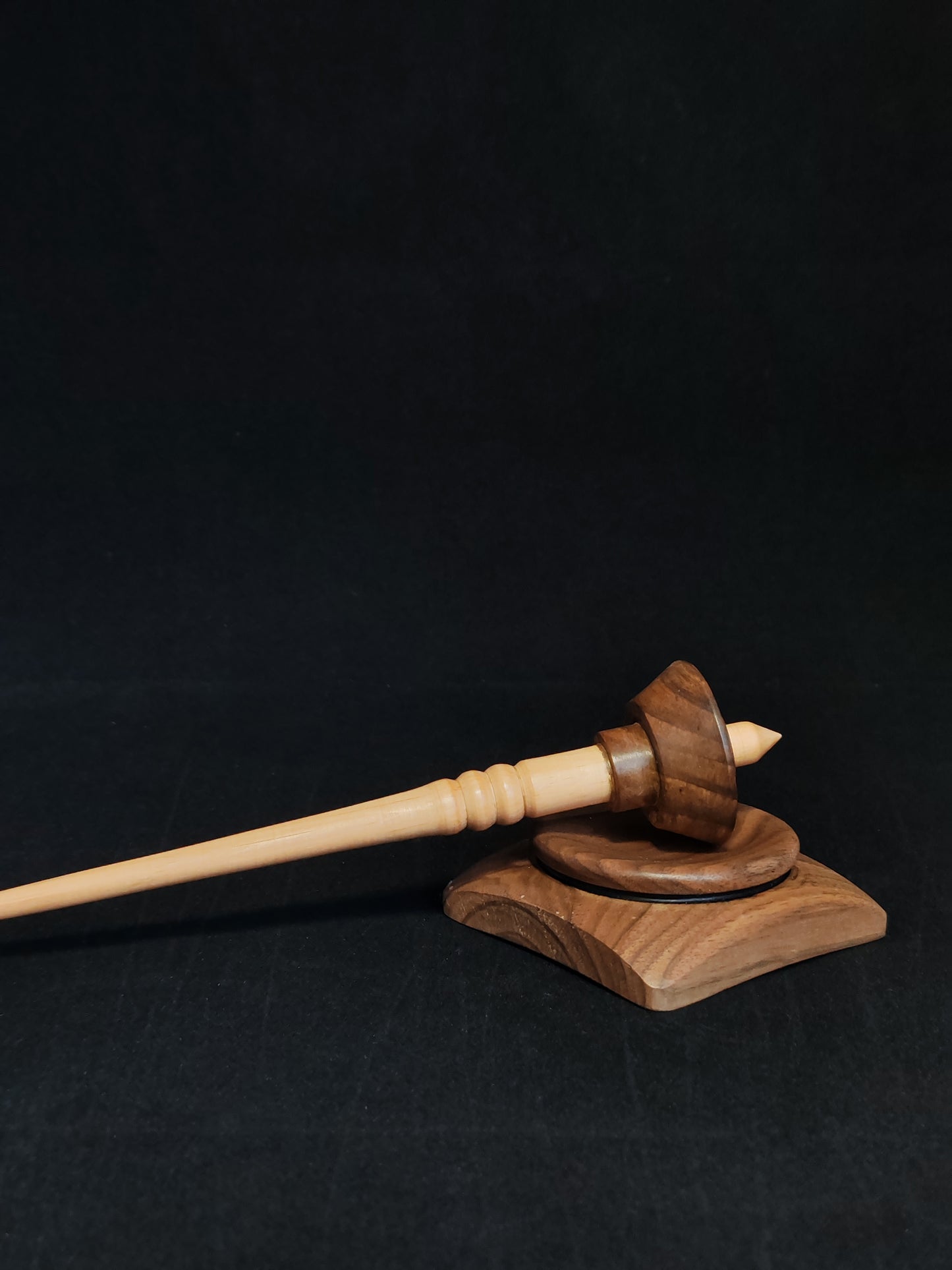 Support Spindle Set: Oak Shaft & Walnut Whorl (25.5 cm / 10.04 inches, 18 g / 0.63 oz) with Walnut Support Bowl