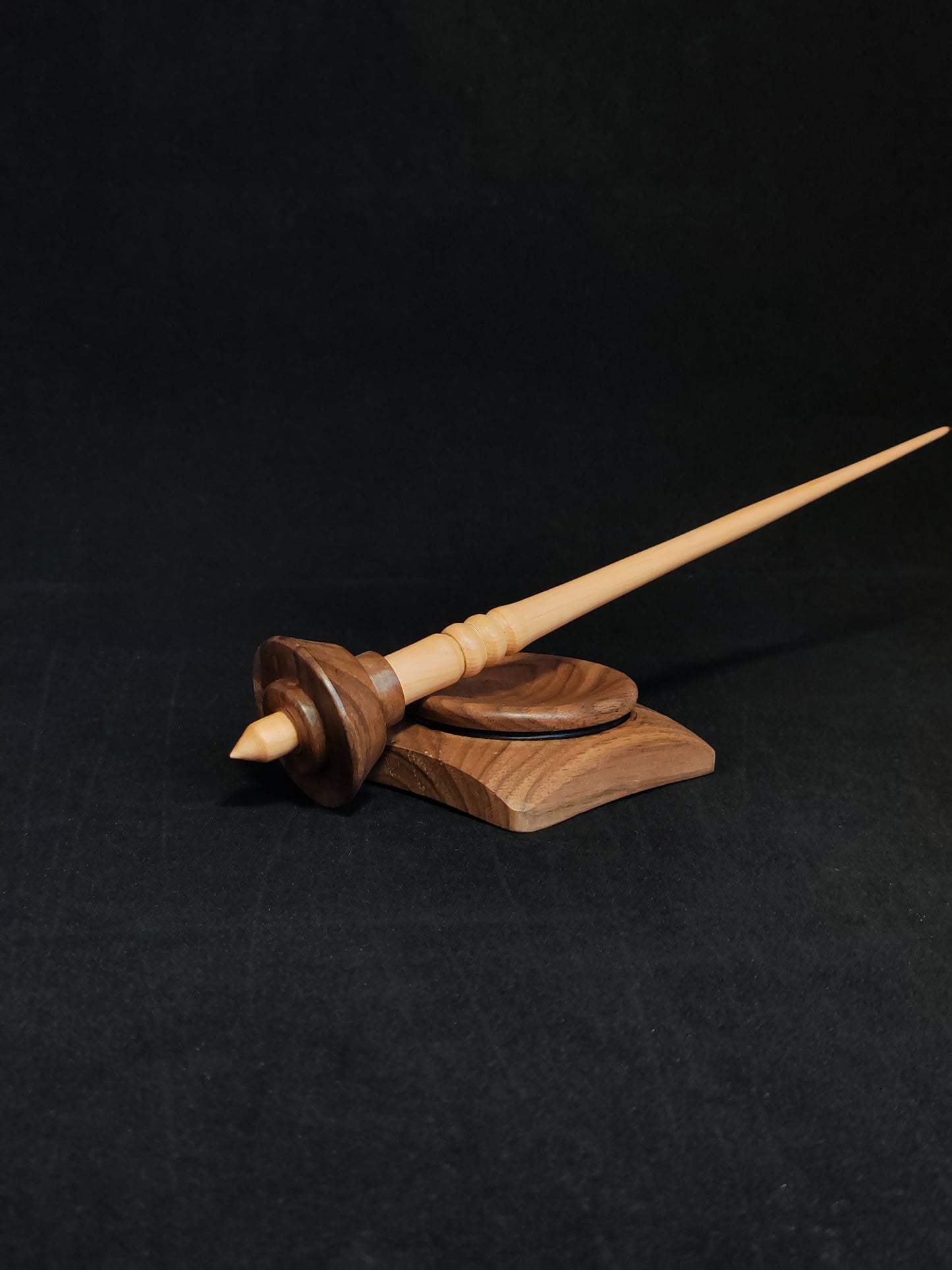 Support Spindle Set: Oak Shaft & Walnut Whorl (25.5 cm / 10.04 inches, 18 g / 0.63 oz) with Walnut Support Bowl