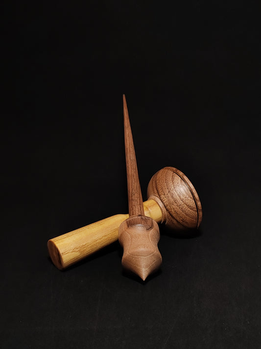 Support Spindle Set: Walnut Wood (27 cm / 10.63 inches, 30 g / 1.06 oz) with Mulberry and Walnut Lap Support Bowl