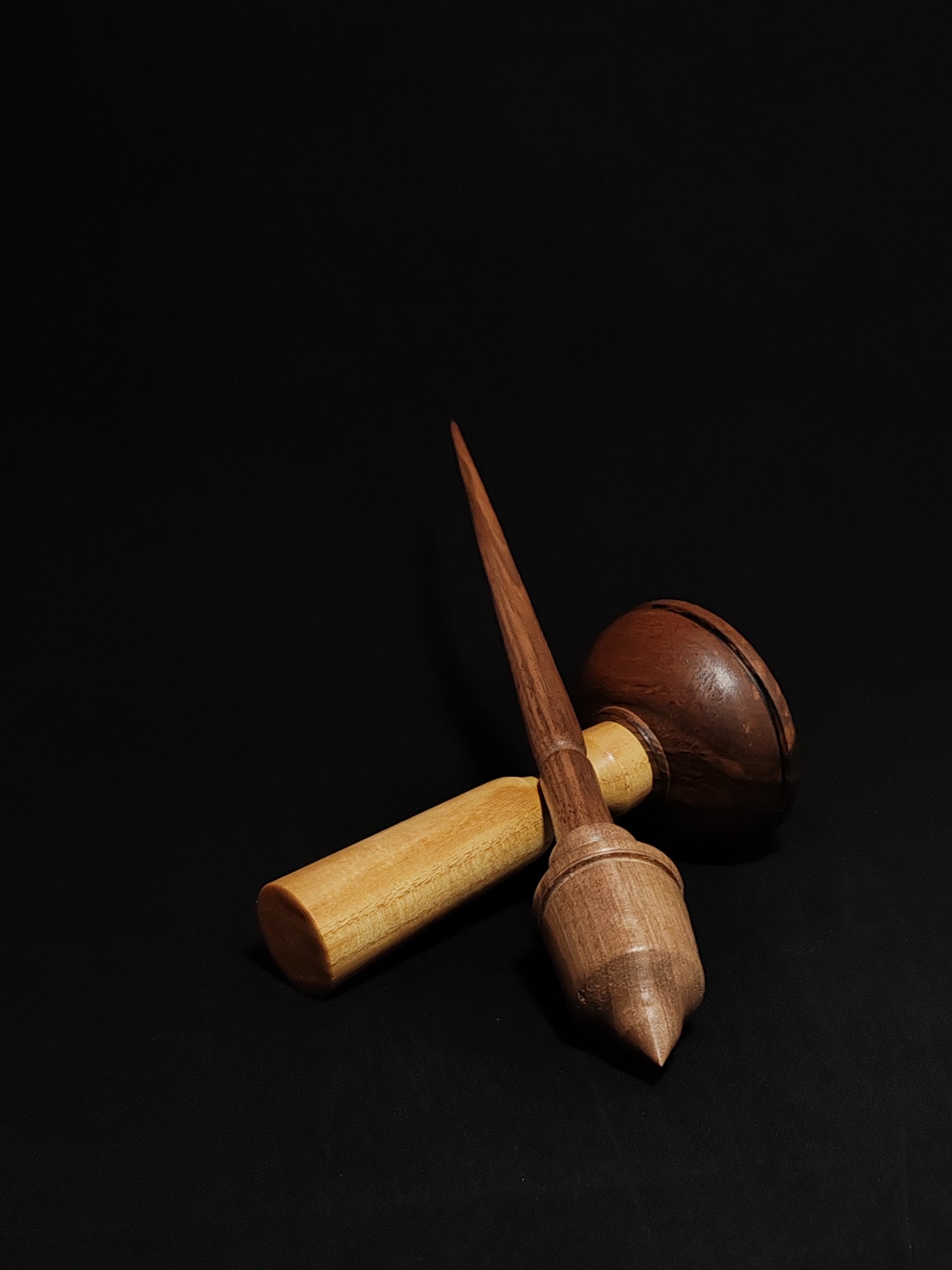 Support Spindle Set: Walnut Wood (26 cm / 10.24 inches, 27 g / 0.95 oz) with Mulberry and Walnut Lap Support Bowl