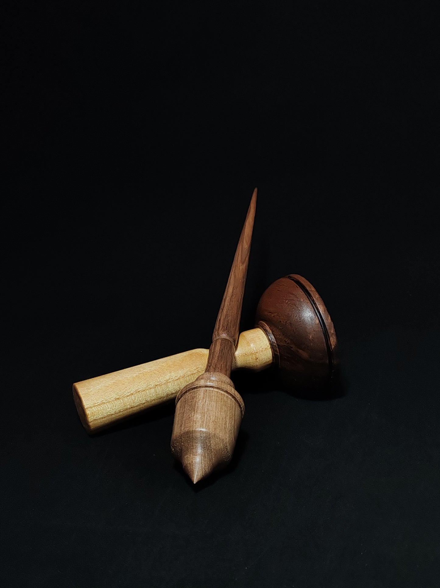 Support Spindle Set: Walnut Wood (26 cm / 10.24 inches, 27 g / 0.95 oz) with Mulberry and Walnut Lap Support Bowl