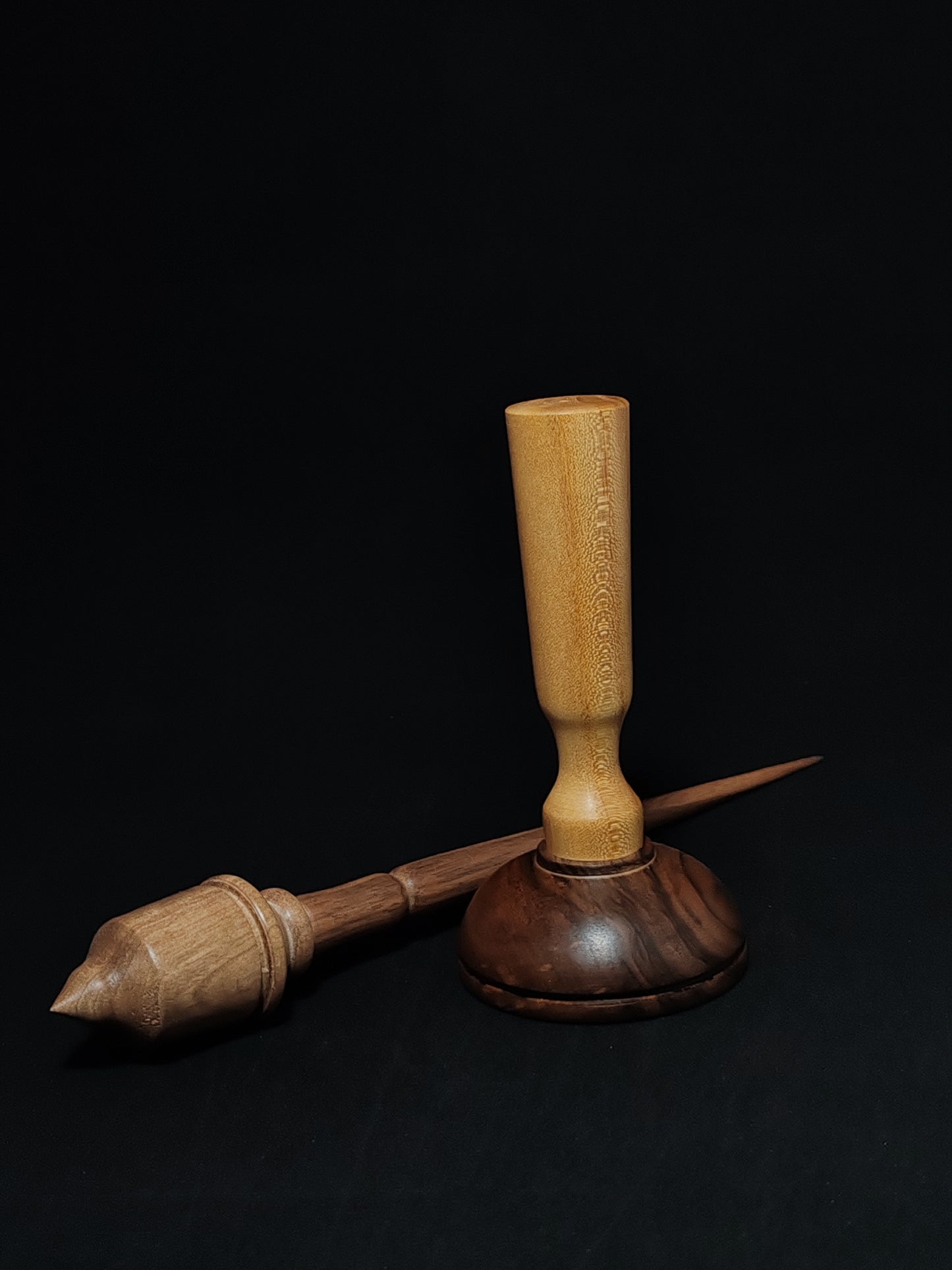 Support Spindle Set: Walnut Wood (26 cm / 10.24 inches, 27 g / 0.95 oz) with Mulberry and Walnut Lap Support Bowl