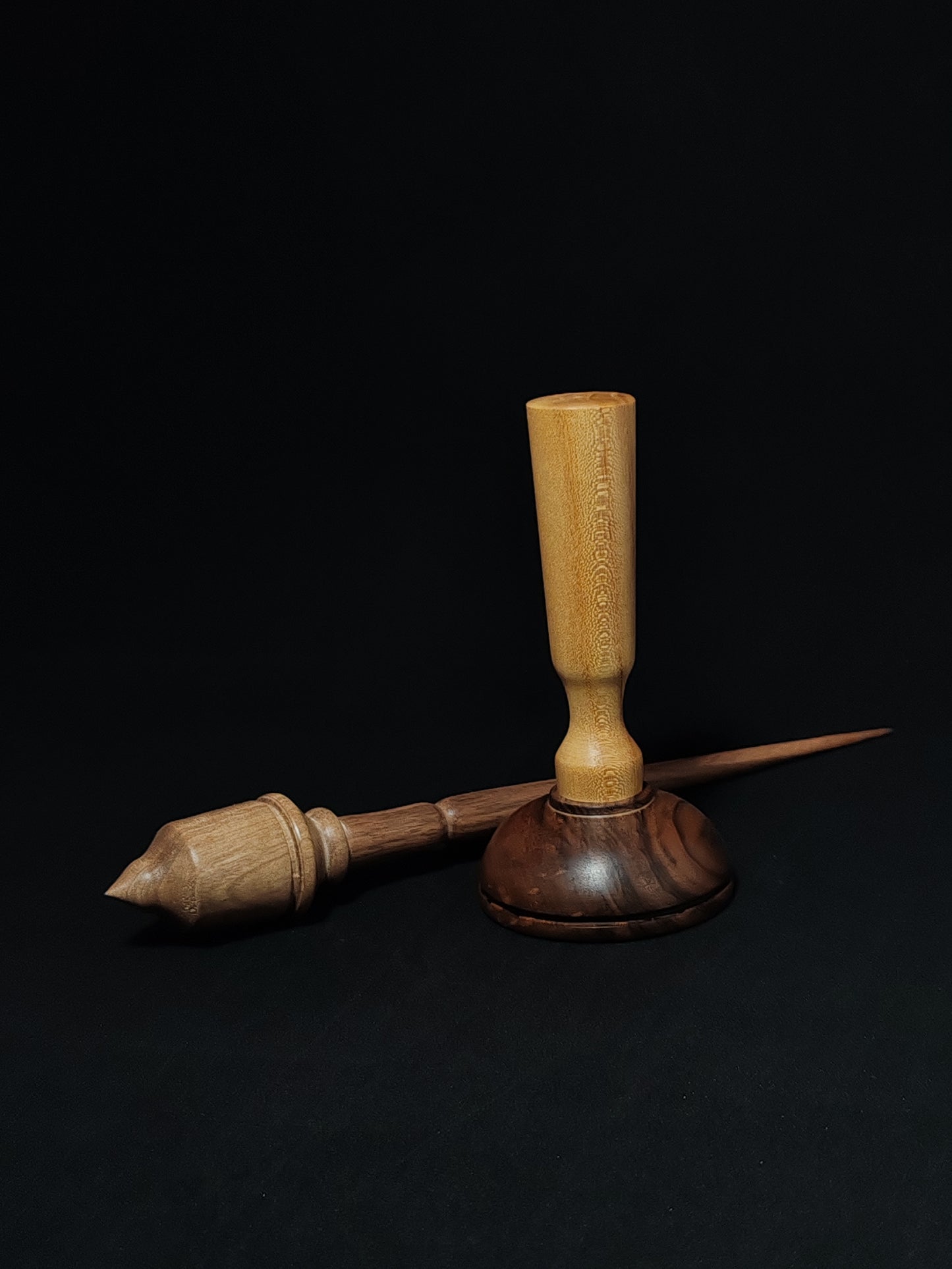 Support Spindle Set: Walnut Wood (26 cm / 10.24 inches, 27 g / 0.95 oz) with Mulberry and Walnut Lap Support Bowl