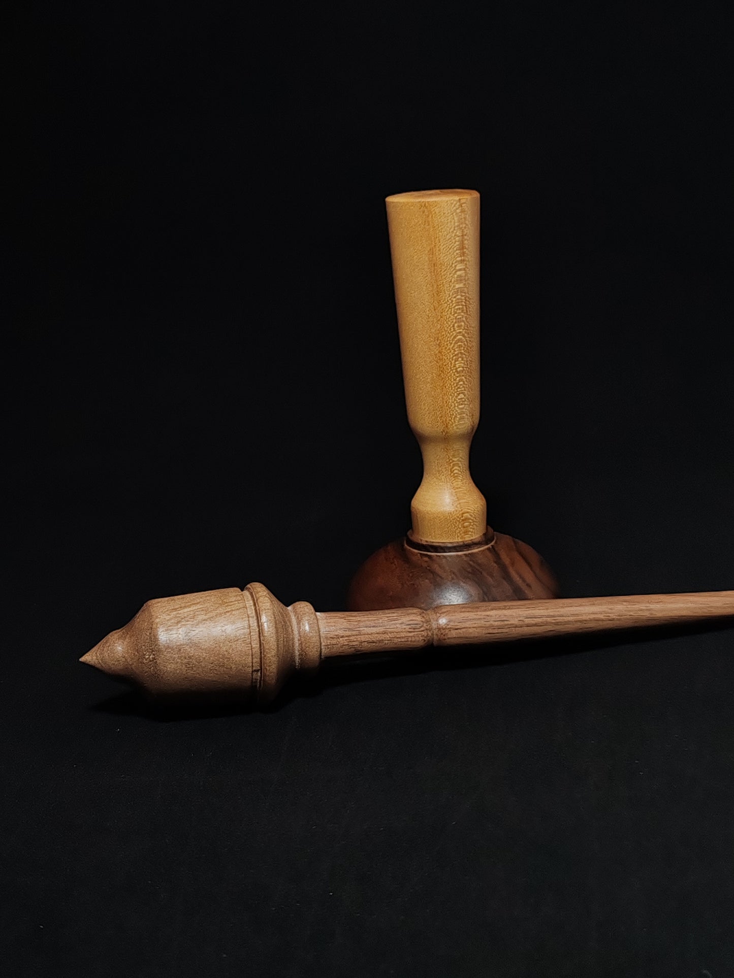 Support Spindle Set: Walnut Wood (26 cm / 10.24 inches, 27 g / 0.95 oz) with Mulberry and Walnut Lap Support Bowl