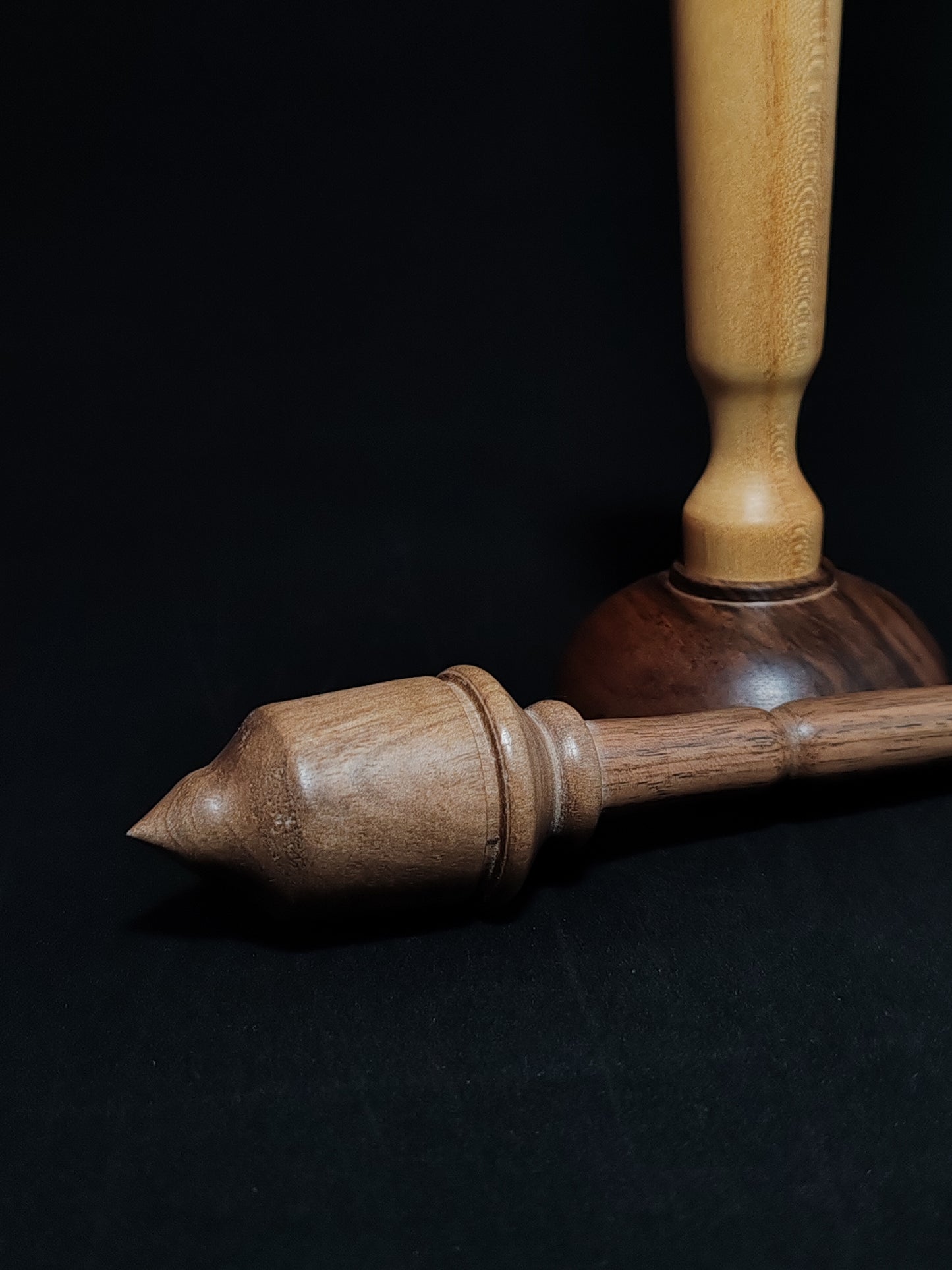 Support Spindle Set: Walnut Wood (26 cm / 10.24 inches, 27 g / 0.95 oz) with Mulberry and Walnut Lap Support Bowl