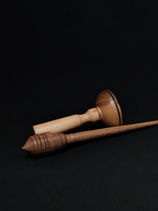 Support Spindle Set: Walnut Wood (28 cm / 11.02 inches, 32 g / 1.13 oz) with Pear and Walnut Lap Support Bowl