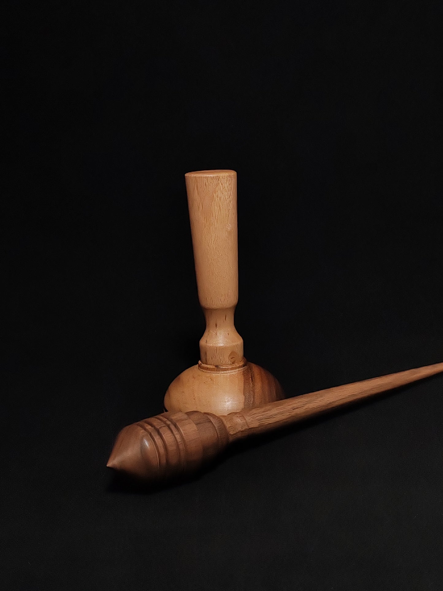 Support Spindle Set: Walnut Wood (28 cm / 11.02 inches, 32 g / 1.13 oz) with Pear and Walnut Lap Support Bowl