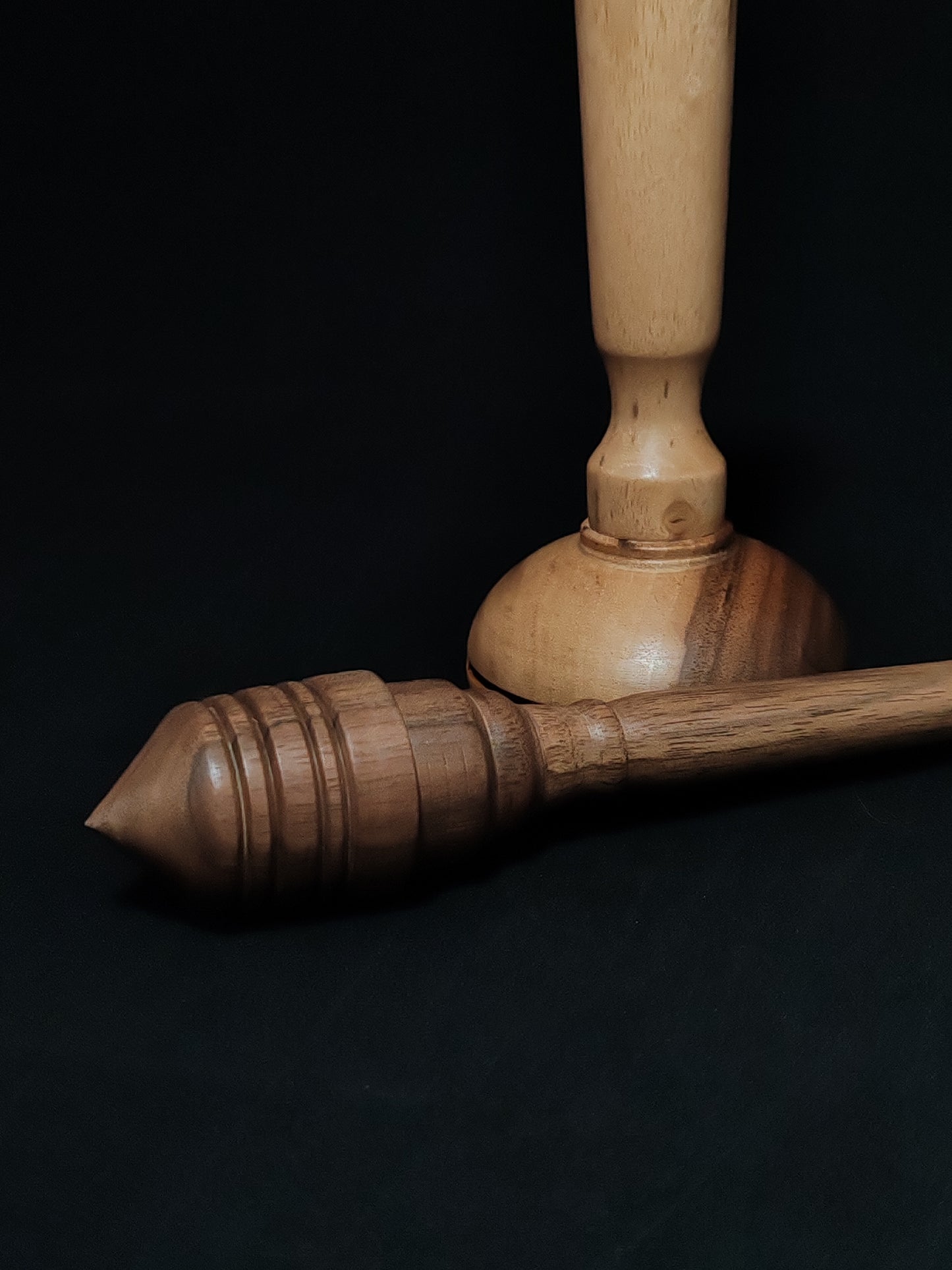 Support Spindle Set: Walnut Wood (28 cm / 11.02 inches, 32 g / 1.13 oz) with Pear and Walnut Lap Support Bowl