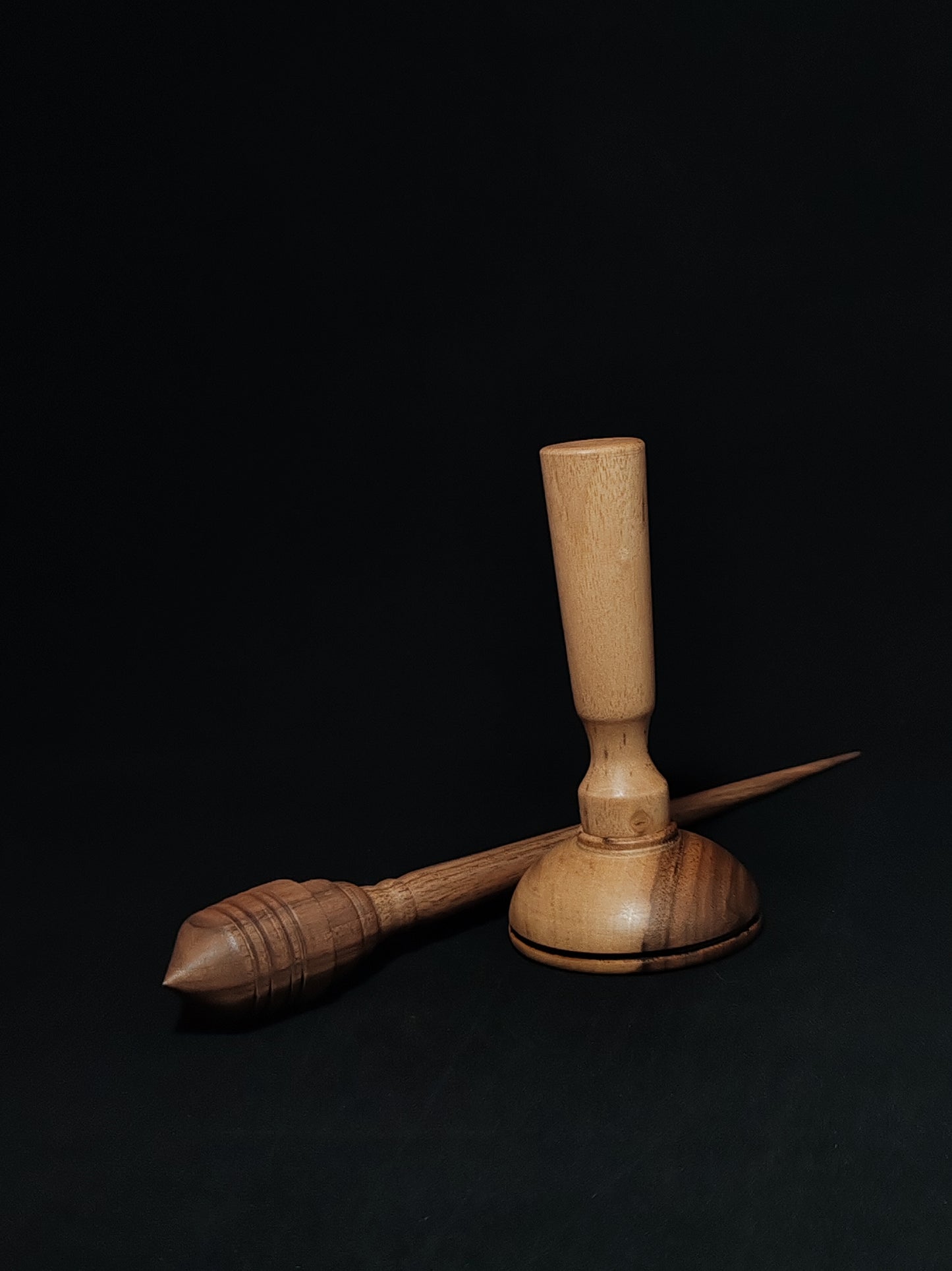 Support Spindle Set: Walnut Wood (28 cm / 11.02 inches, 32 g / 1.13 oz) with Pear and Walnut Lap Support Bowl