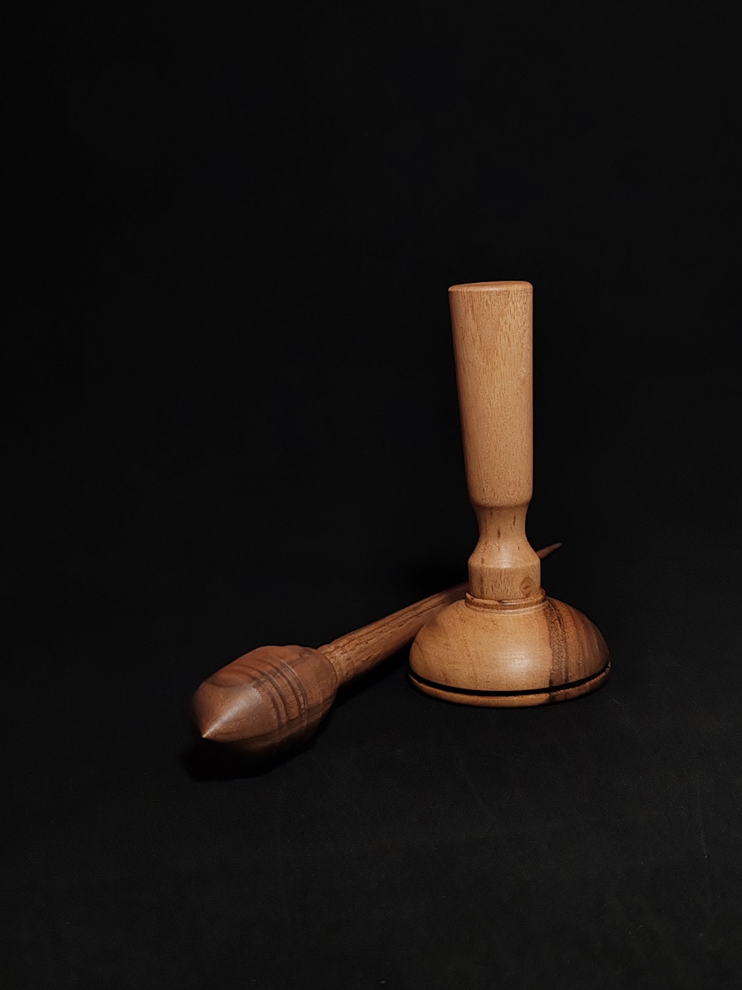 Support Spindle Set: Walnut Wood (28 cm / 11.02 inches, 32 g / 1.13 oz) with Pear and Walnut Lap Support Bowl