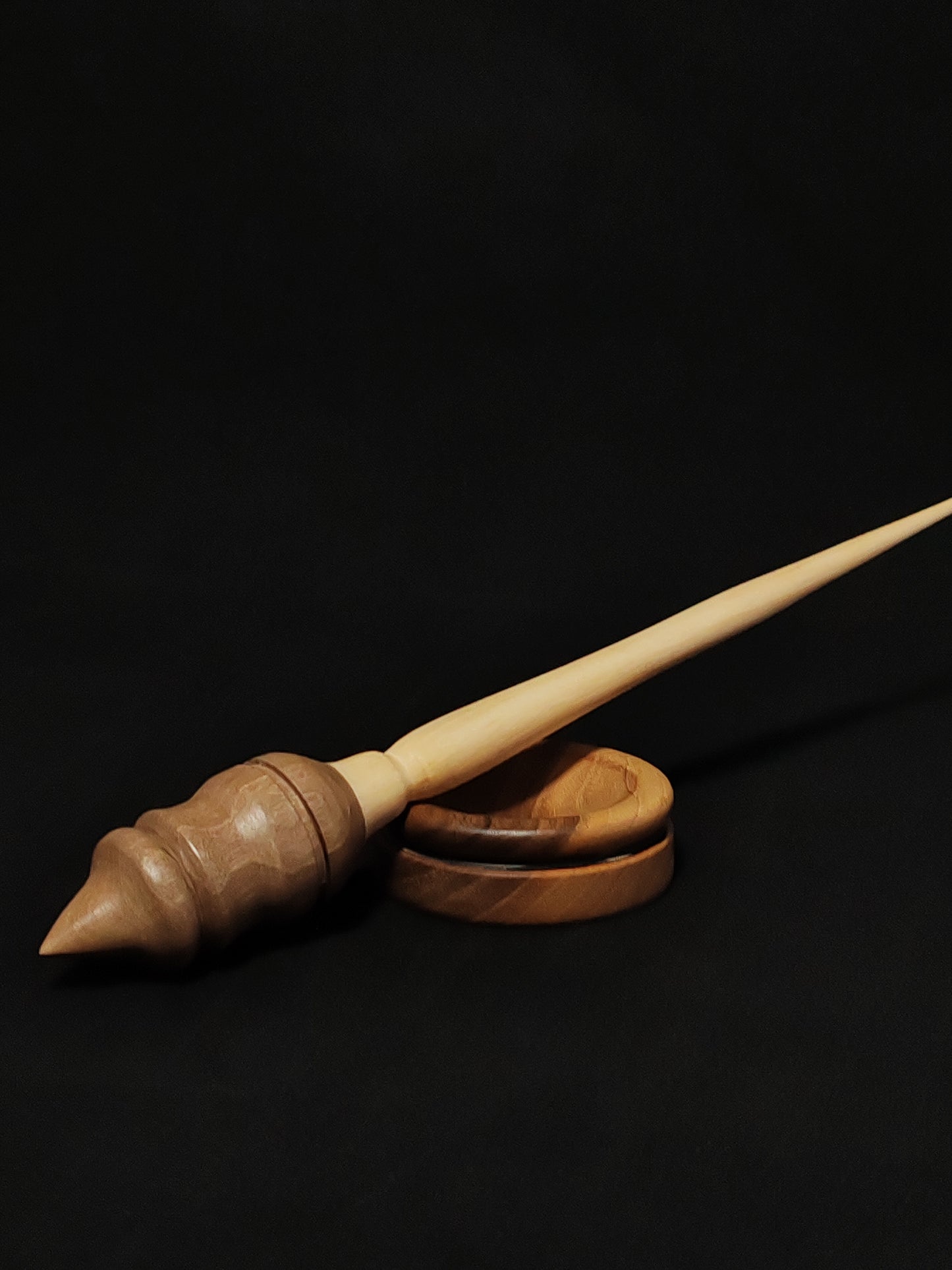 Support Spindle Set: Sycamore Shaft & Walnut Whorl (26.5 cm / 23 g) with Walnut Support Bowl