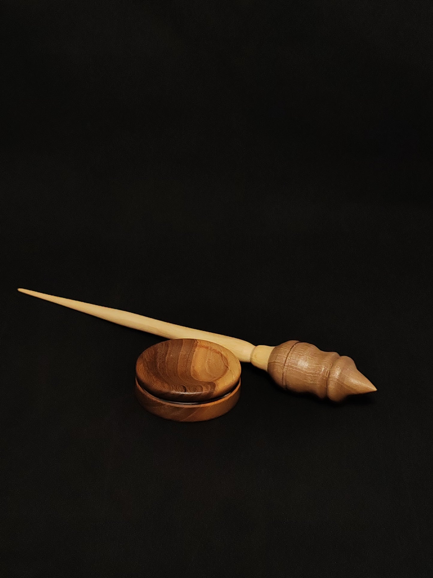 Support Spindle Set: Sycamore Shaft & Walnut Whorl (26.5 cm / 23 g) with Walnut Support Bowl