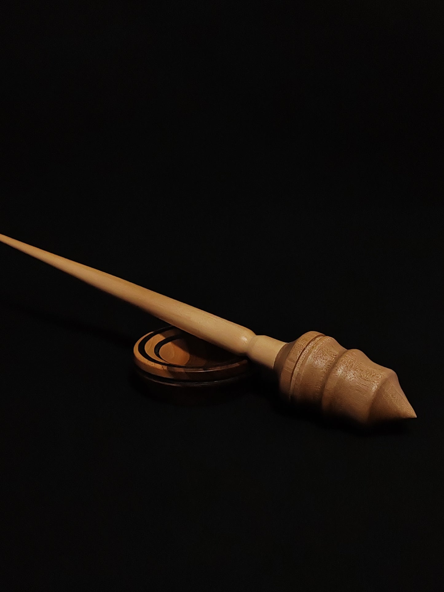 Support Spindle Set: Apple Shaft & Grey Walnut Whorl (26.5 cm / 24 g) with Walnut Support Bowl