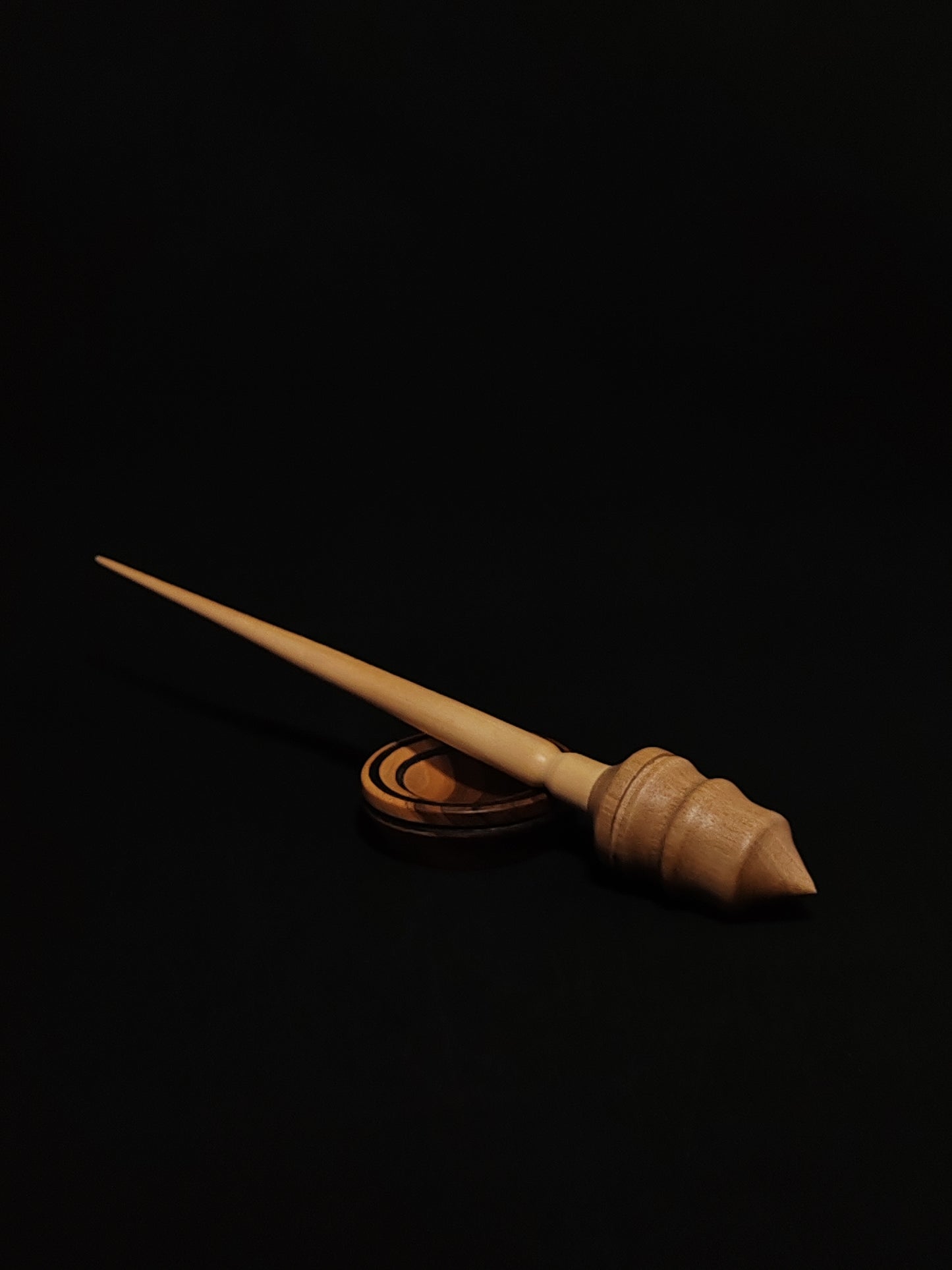 Support Spindle Set: Apple Shaft & Grey Walnut Whorl (26.5 cm / 24 g) with Walnut Support Bowl