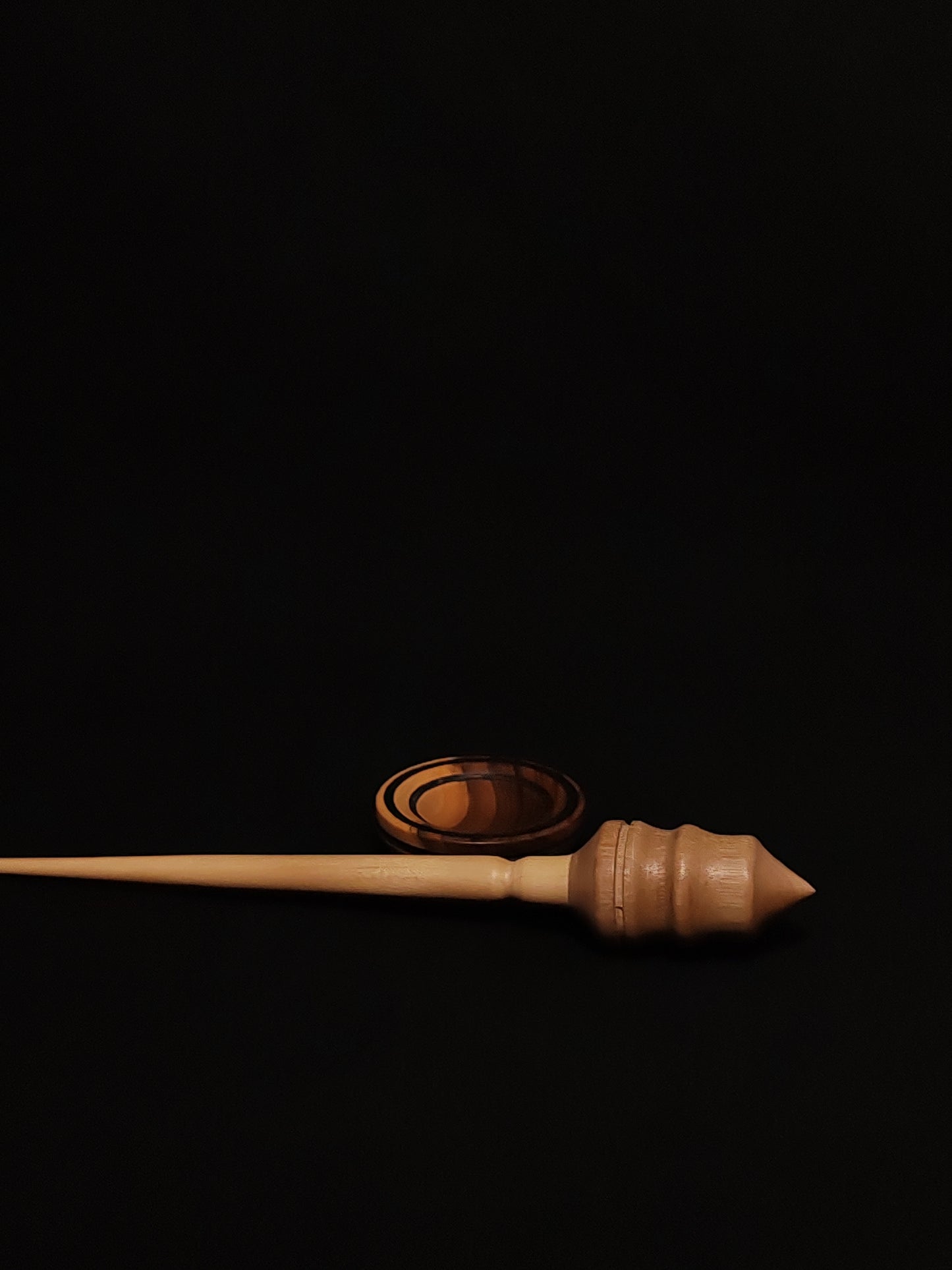 Support Spindle Set: Apple Shaft & Grey Walnut Whorl (26.5 cm / 24 g) with Walnut Support Bowl