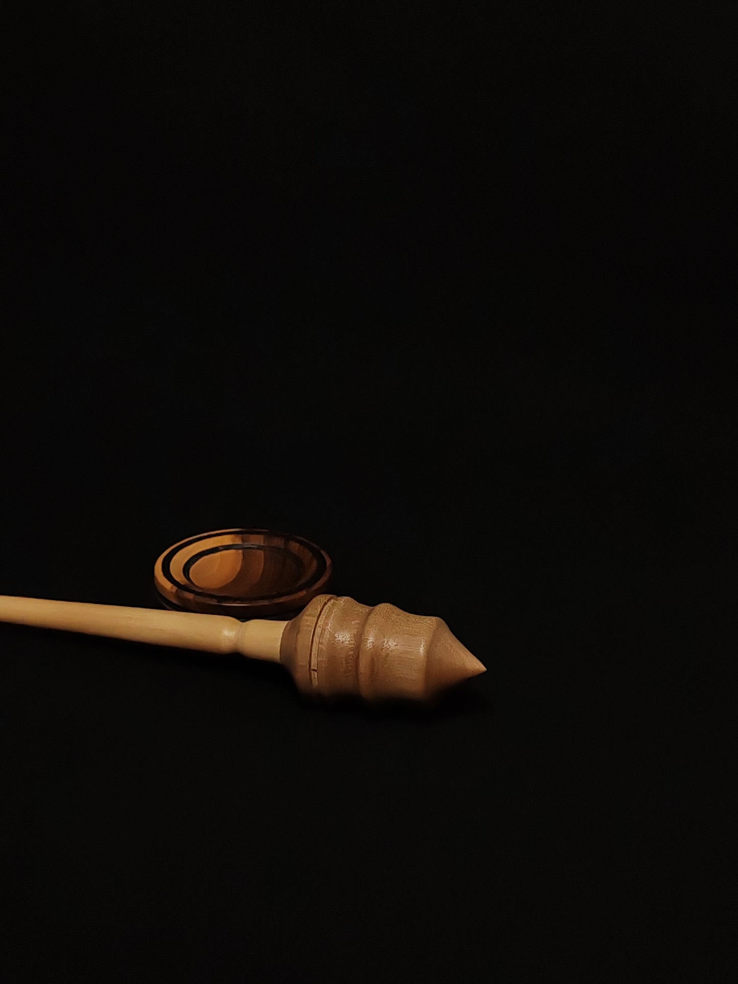 Support Spindle Set: Apple Shaft & Grey Walnut Whorl (26.5 cm / 24 g) with Walnut Support Bowl