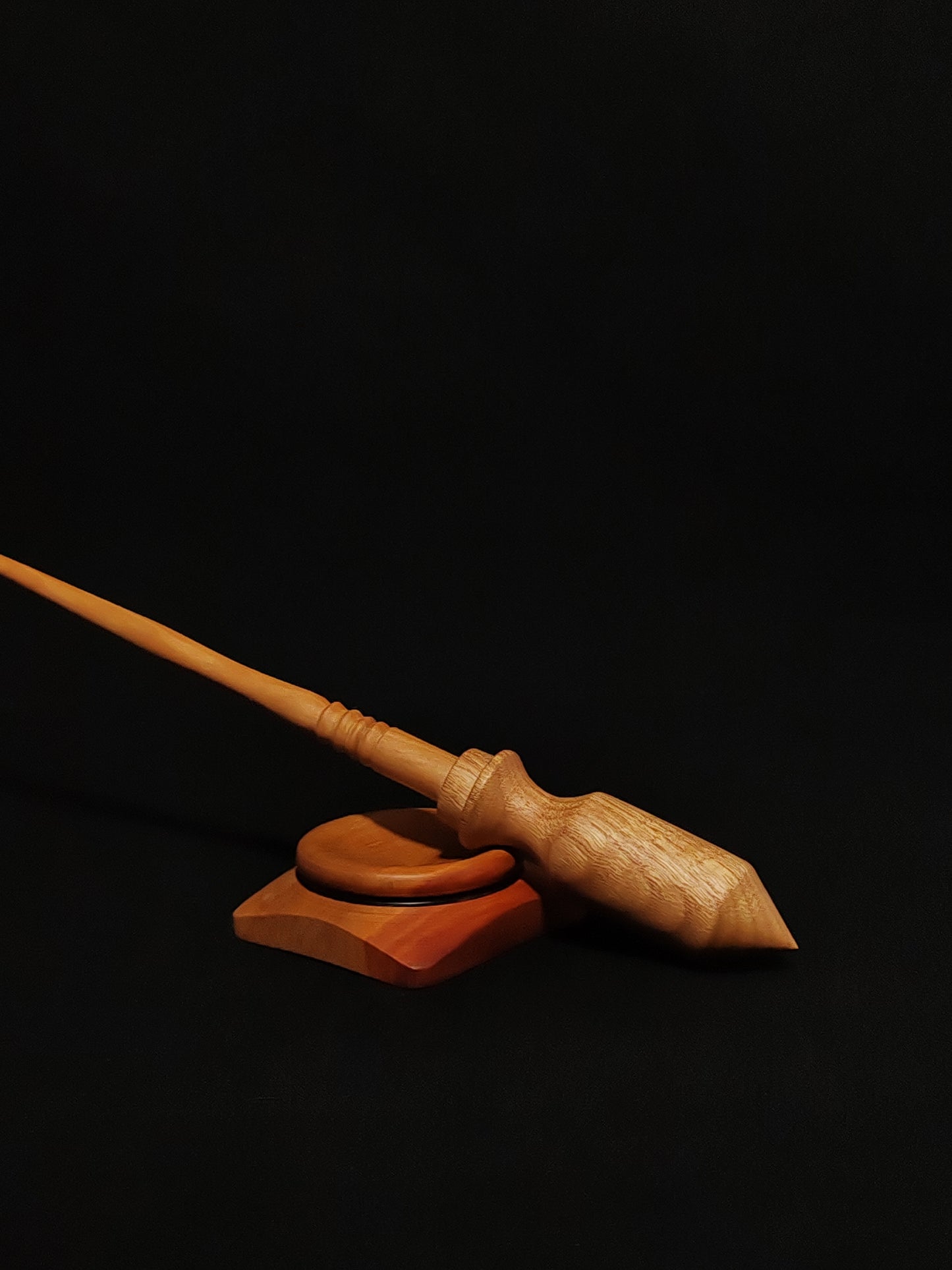 Support Spindle Set: Pear Shaft & Oak Whorl (27.5 cm / 21 g) with Plum Support Bowl