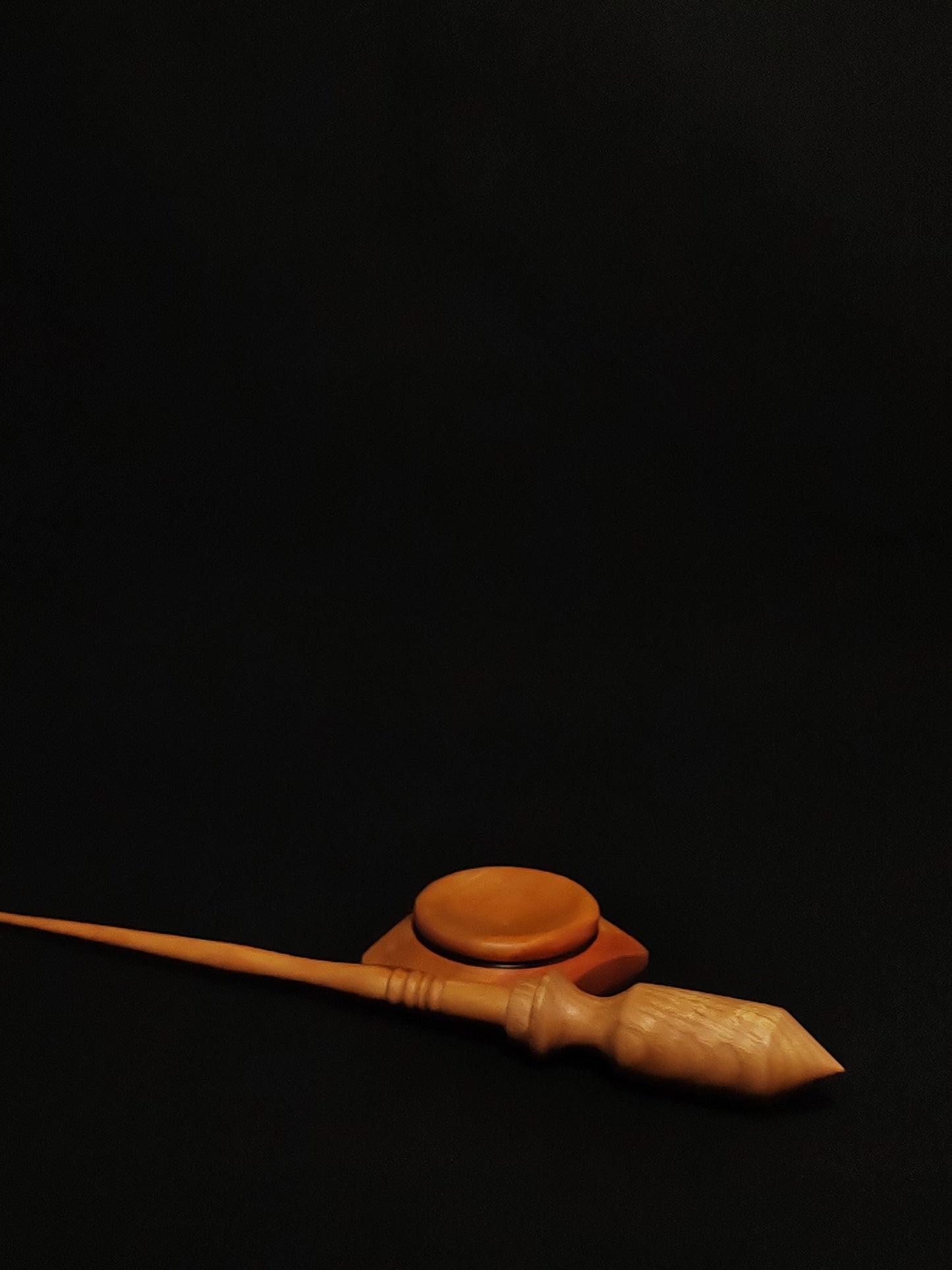 Support Spindle Set: Pear Shaft & Oak Whorl (27.5 cm / 21 g) with Plum Support Bowl