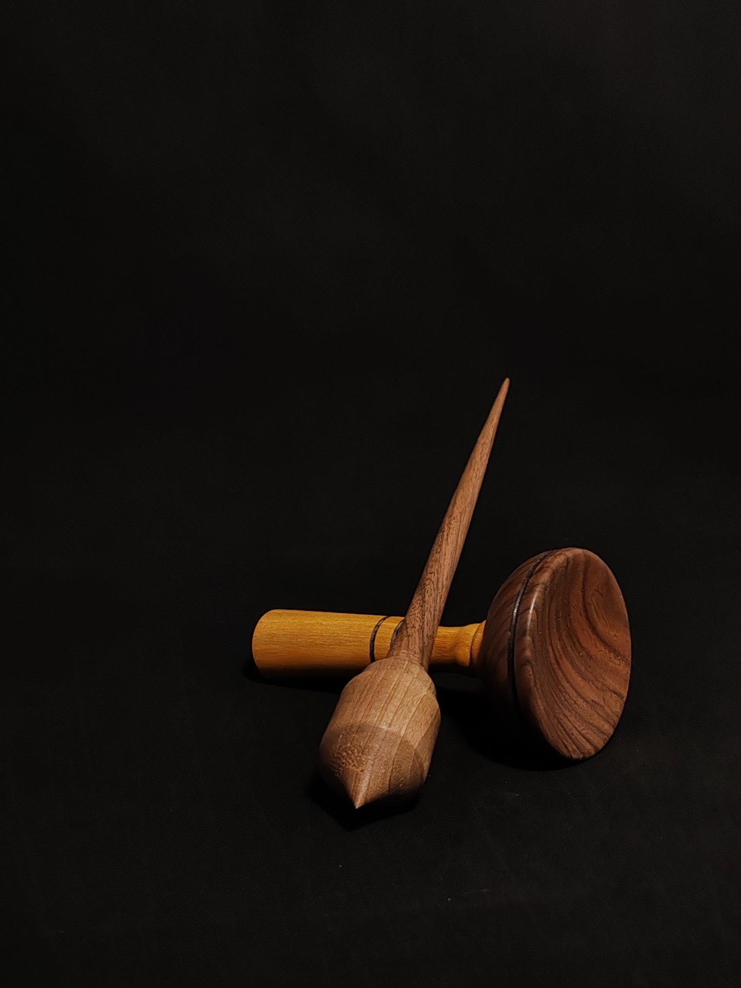 Support Spindle Set: Walnut Wood (28.5 cm / 30 g) with Mulberry and Walnut Lap Support Bowl