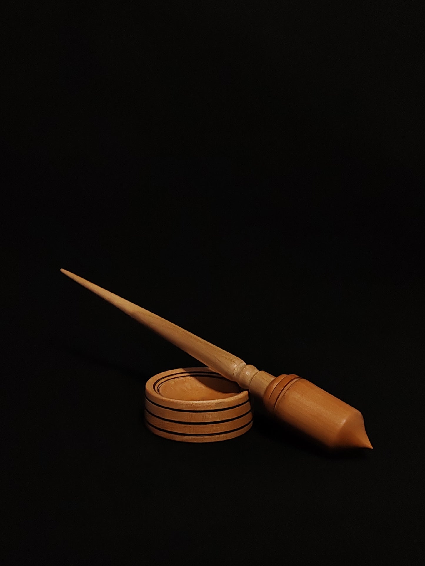 Support Spindle Set: Oak Shaft & Plum Whorl (24 cm / 23 g) with Support Bowl