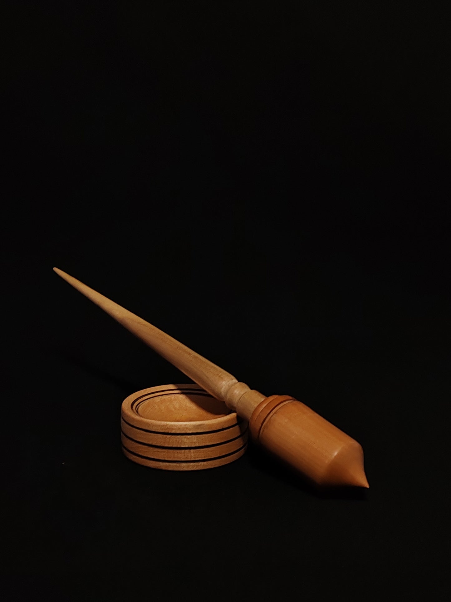 Support Spindle Set: Oak Shaft & Plum Whorl (24 cm / 23 g) with Support Bowl