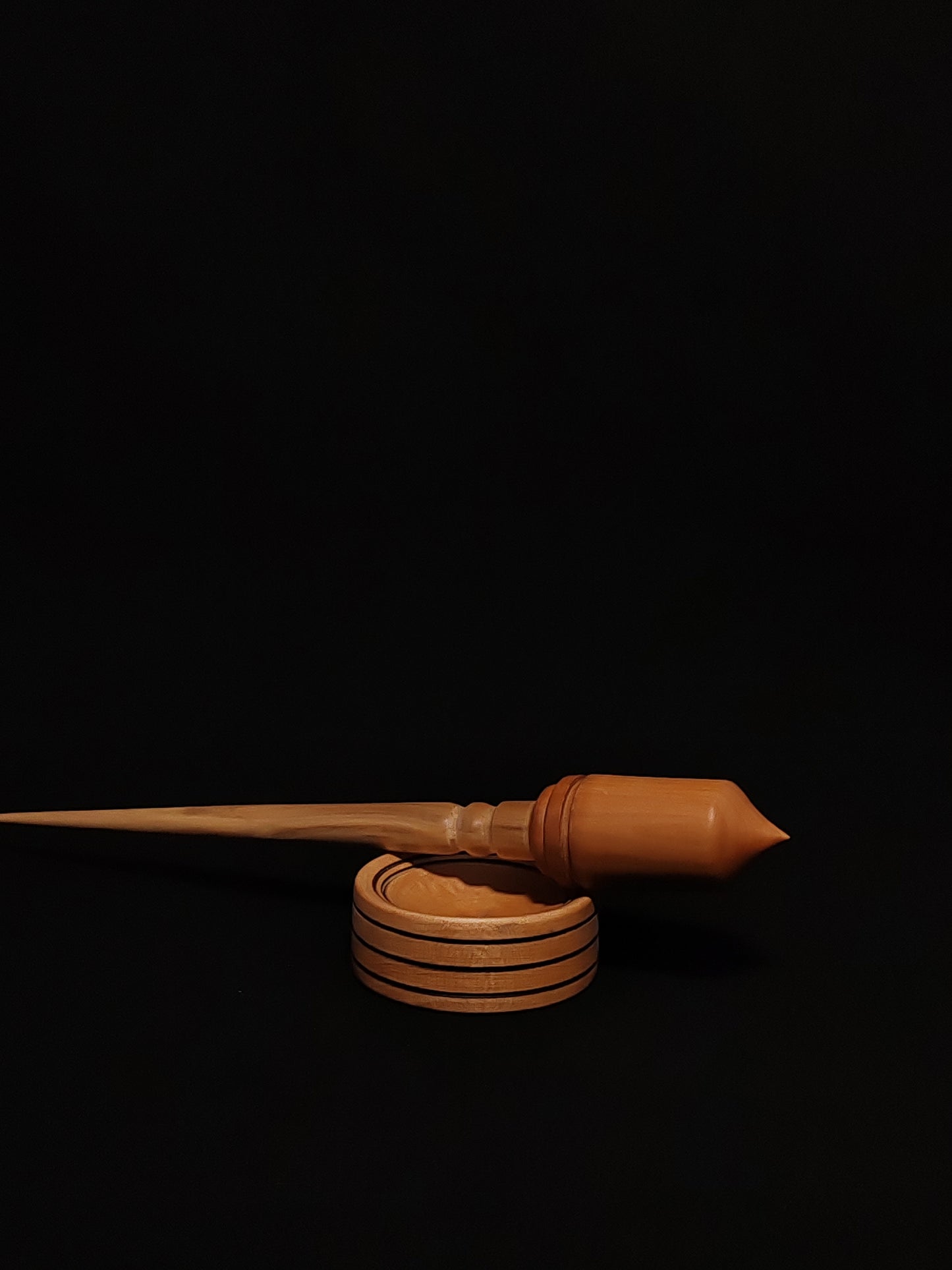 Support Spindle Set: Oak Shaft & Plum Whorl (24 cm / 23 g) with Support Bowl